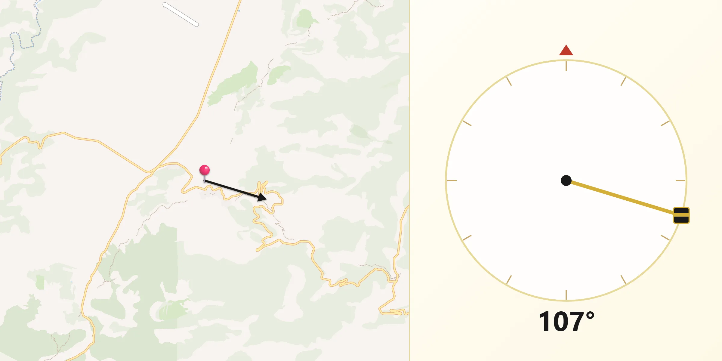 Dirección de la Qibla desde Vistabella del Maestrazgo