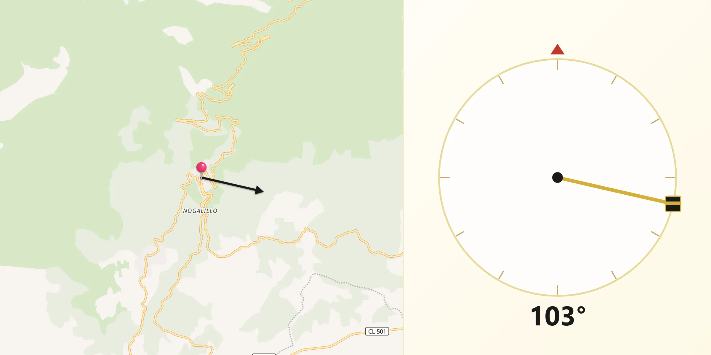 Dirección de la Qibla desde Mijares