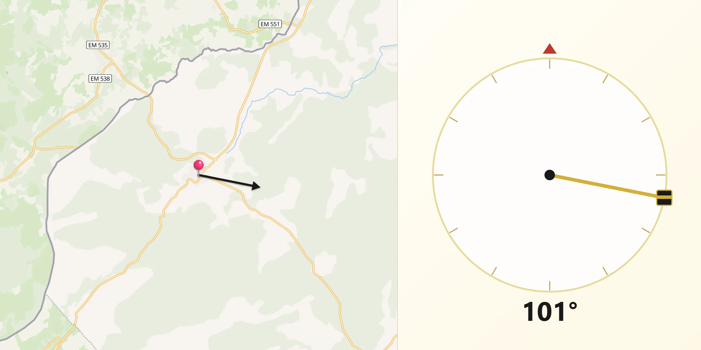 Dirección de la Qibla desde Navasfrías