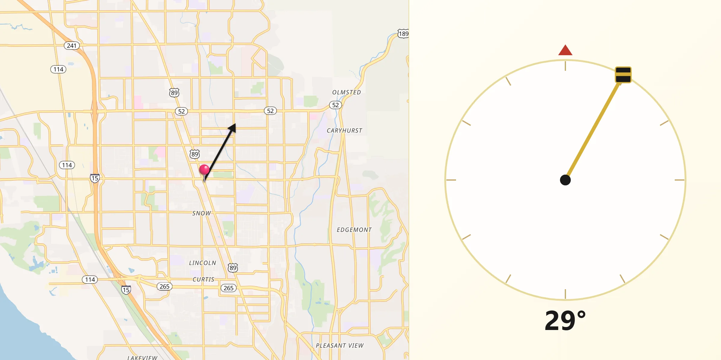 Qibla Direction from Orem