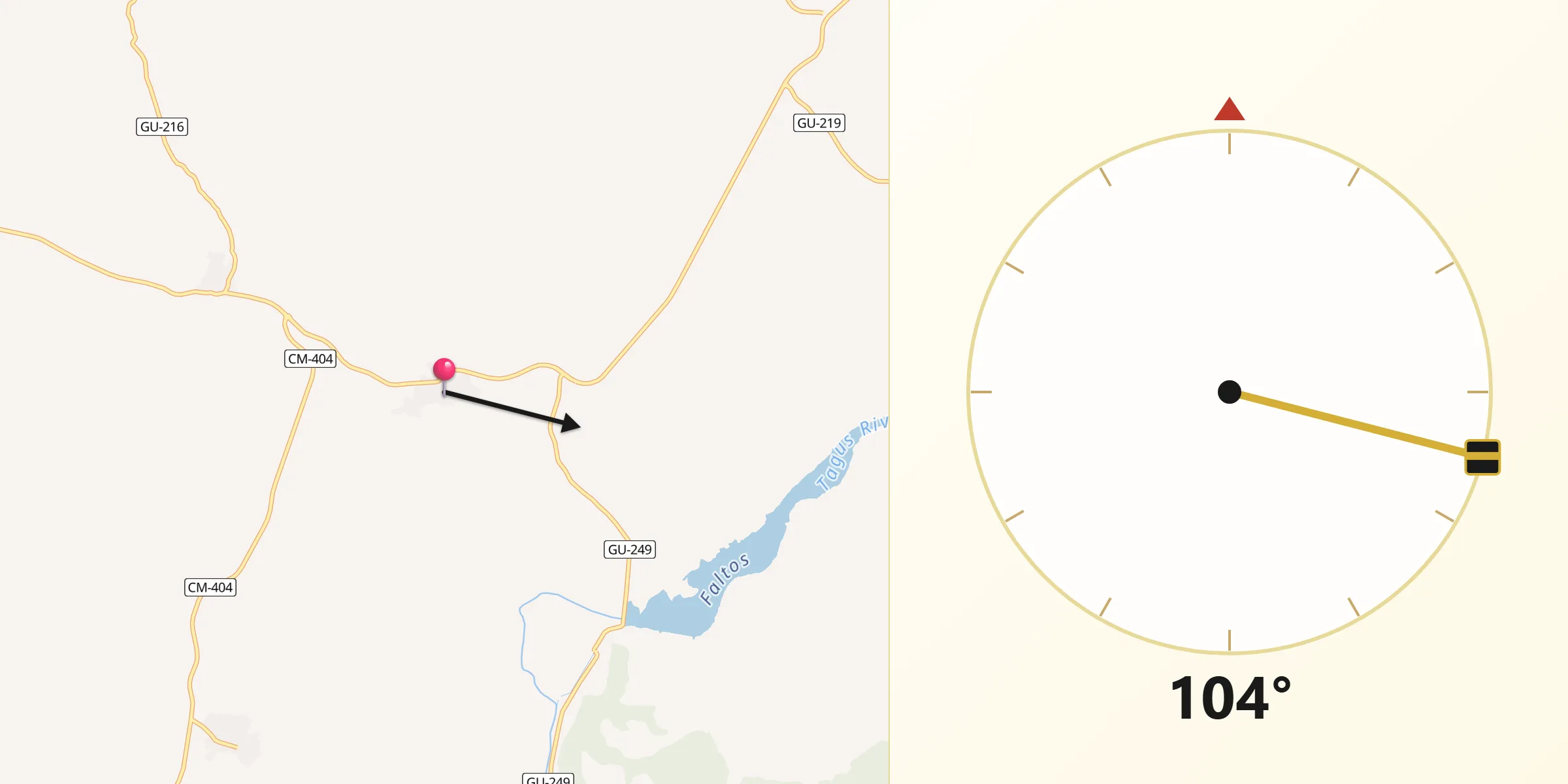 Dirección de la Qibla desde Almoguera