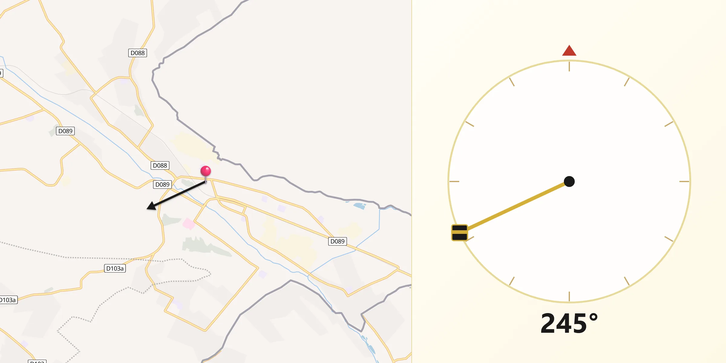 Direction vers la Qibla depuis Quvasoy