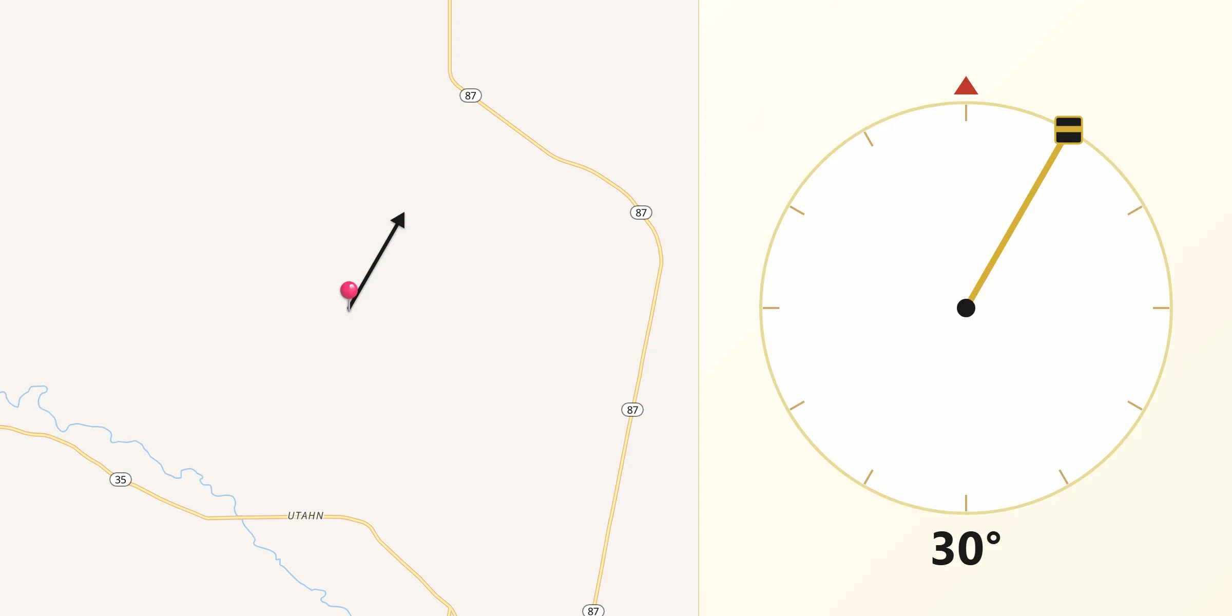 Qibla Direction from Duchesne County