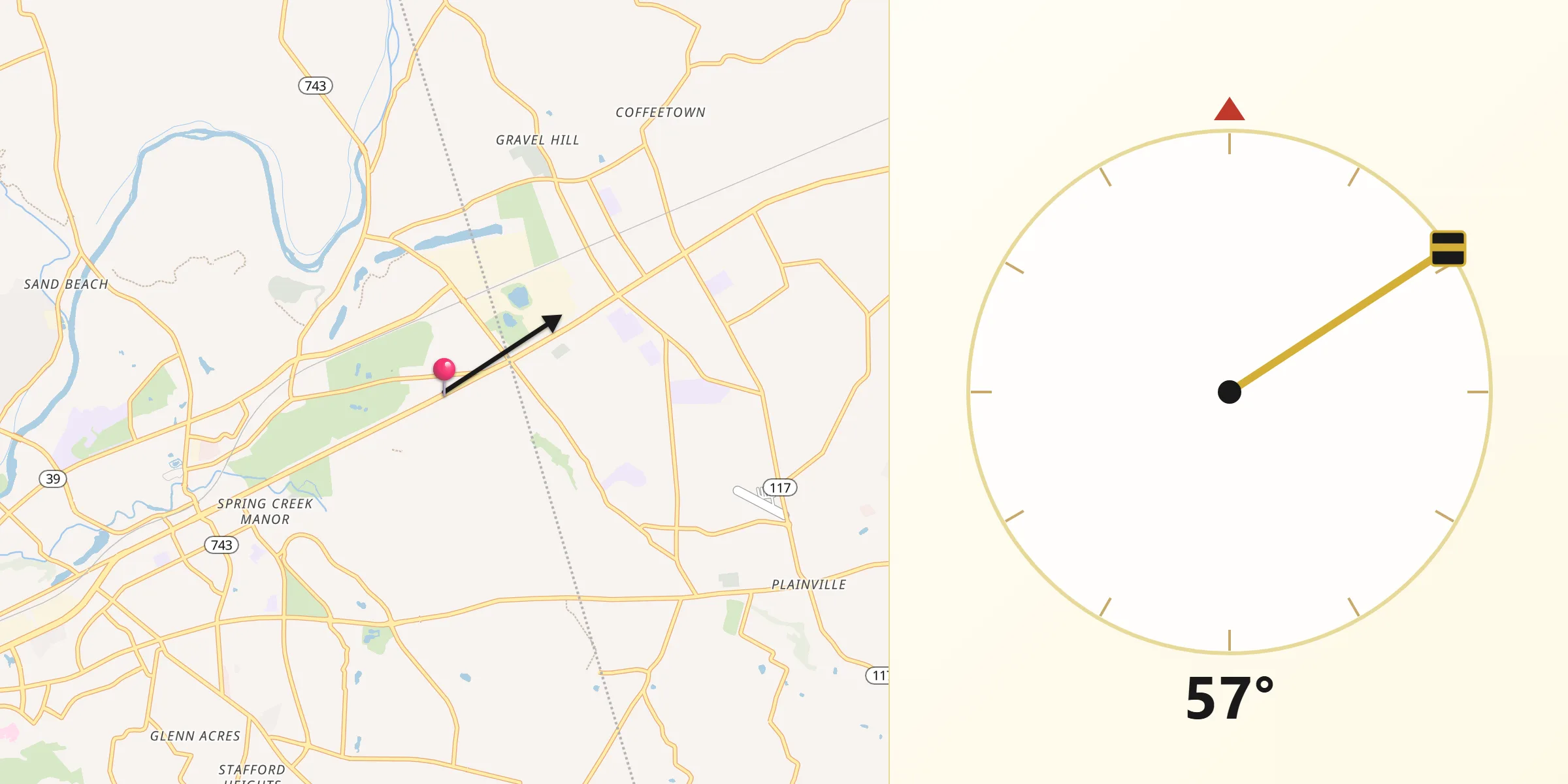 Dirección de la Qibla desde Palmdale
