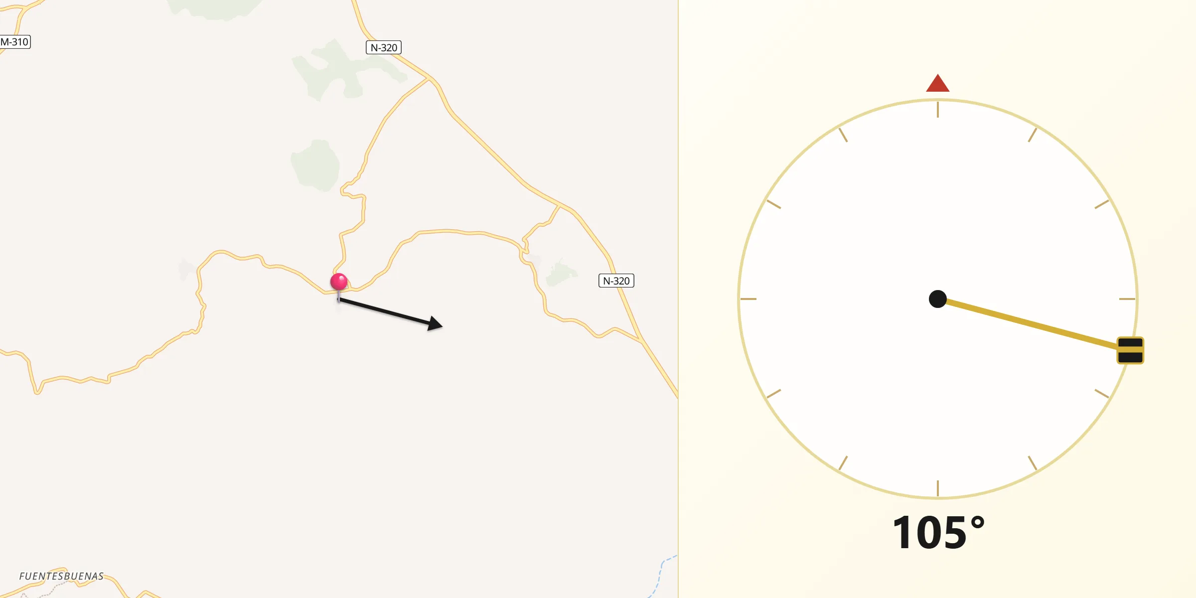 Dirección de la Qibla desde Castillo-Albaráñez