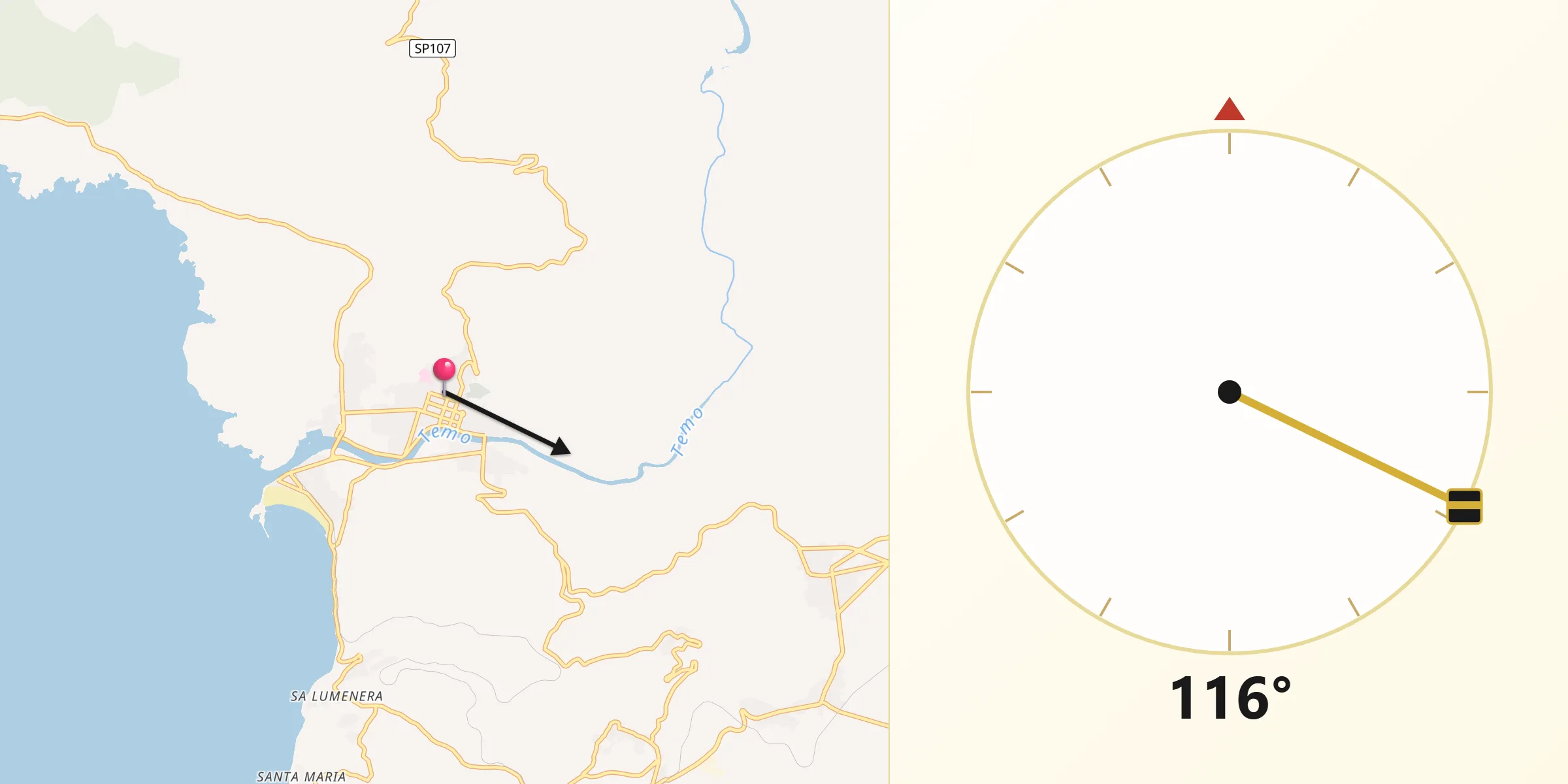 Direzione della Qibla da Bosa