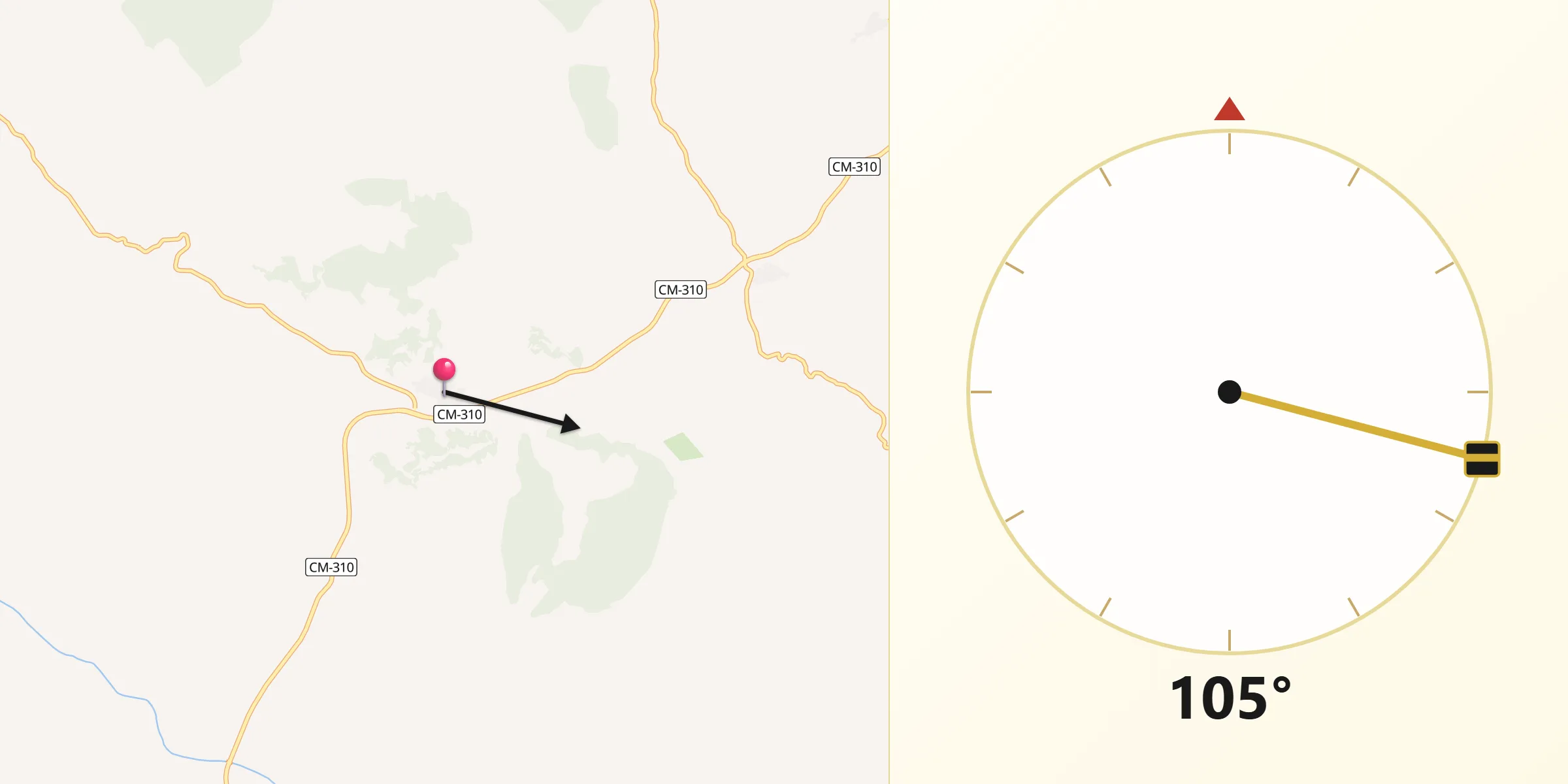 Dirección de la Qibla desde Gascueña