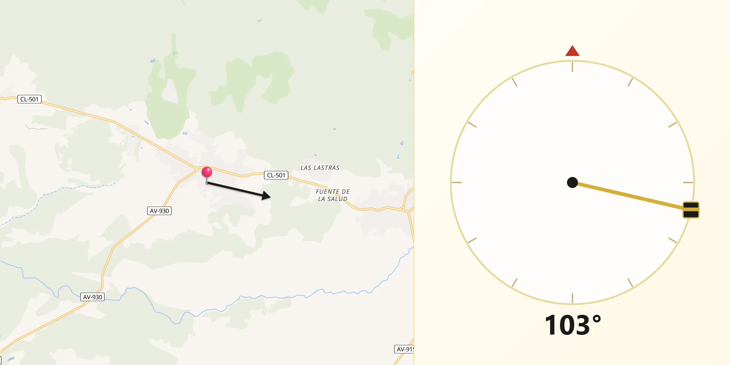 Dirección de la Qibla desde La Adrada