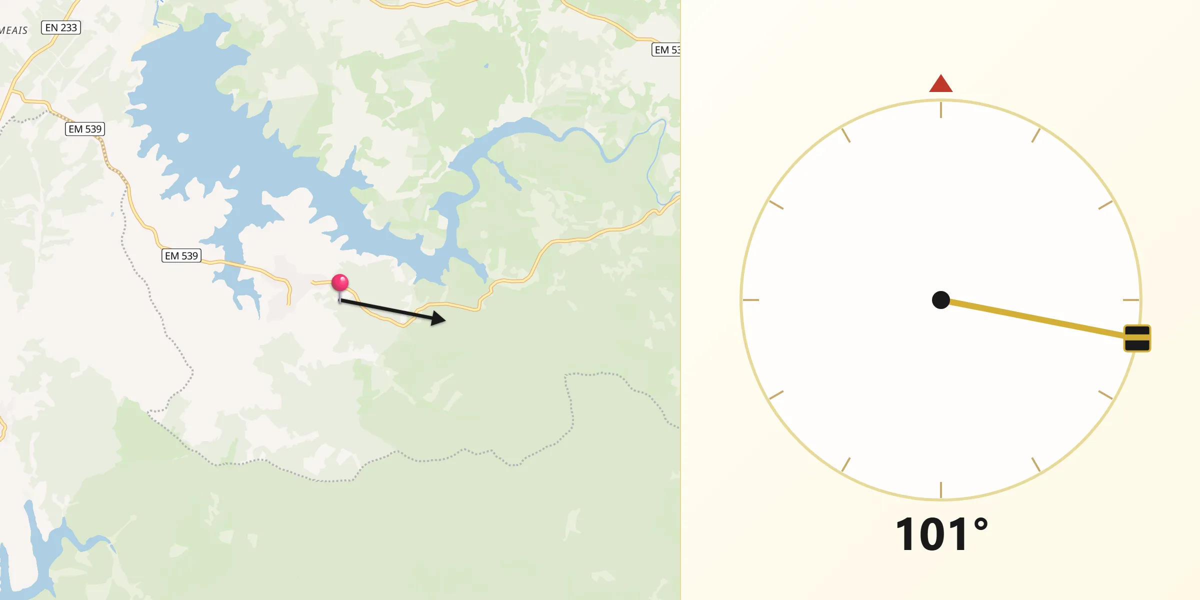 Direção da Qibla a partir de Malcata