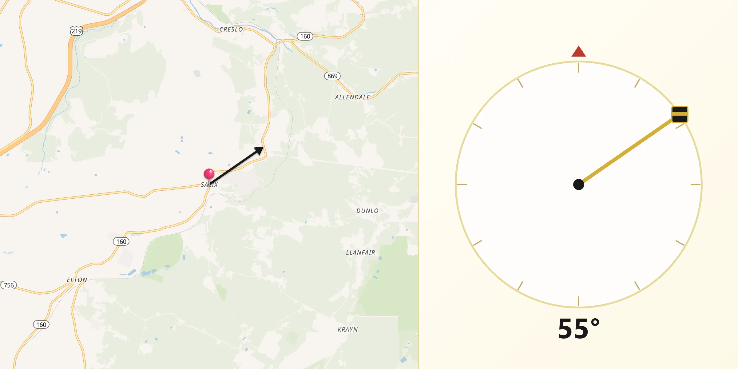 Qibla Direction from Salix