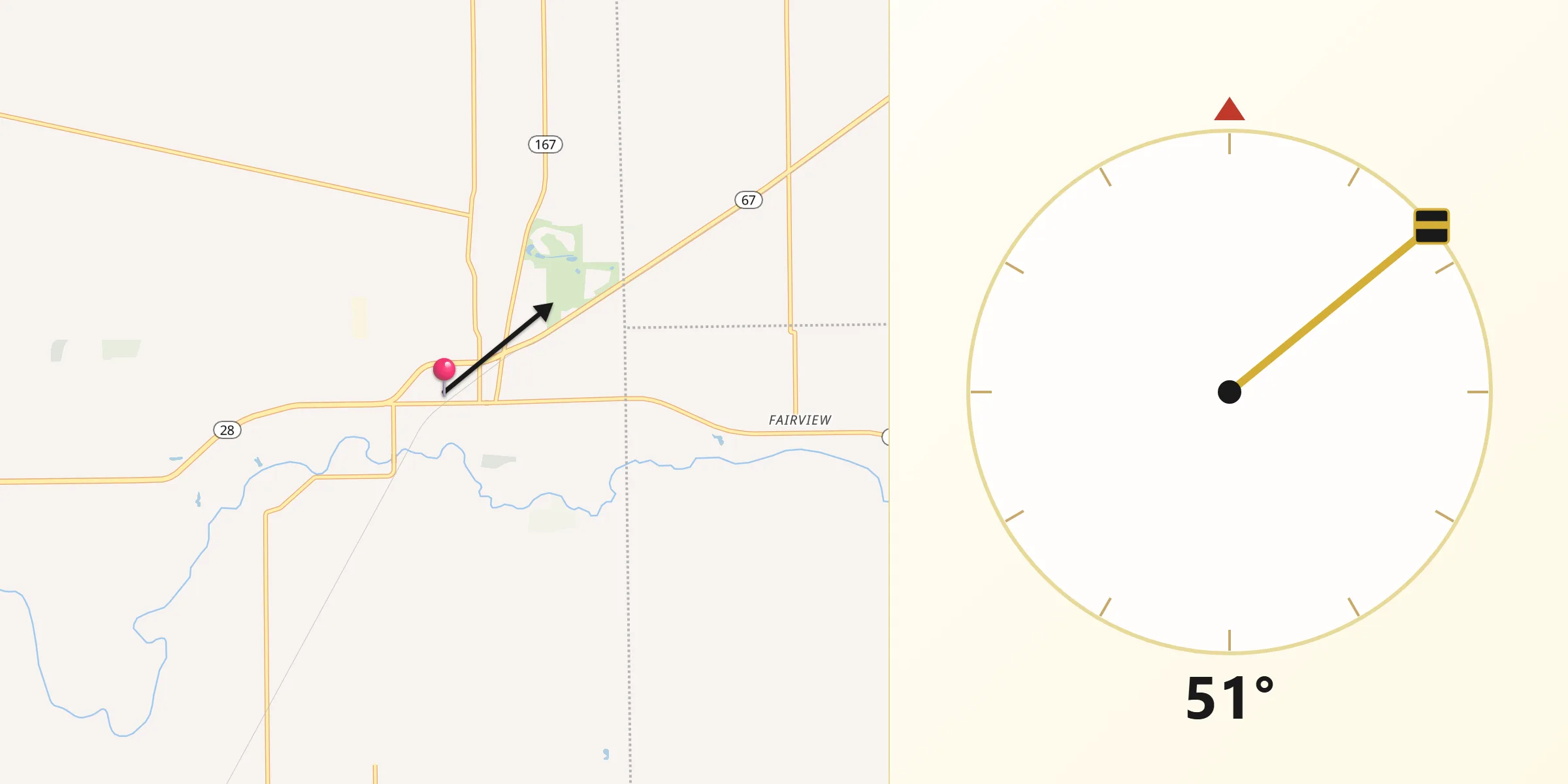 Dirección de la Qibla desde Albany