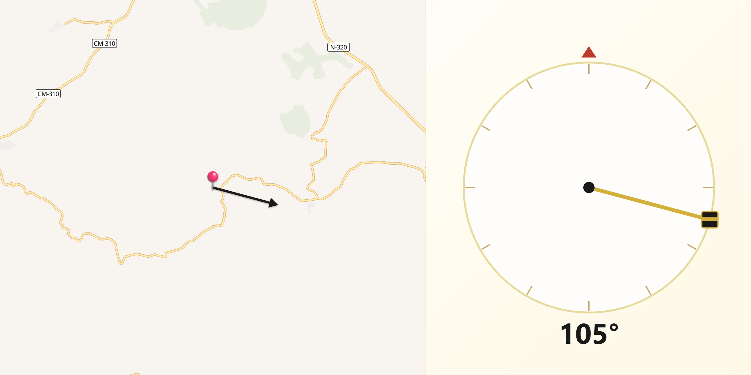 Dirección de la Qibla desde Olmedilla de Eliz