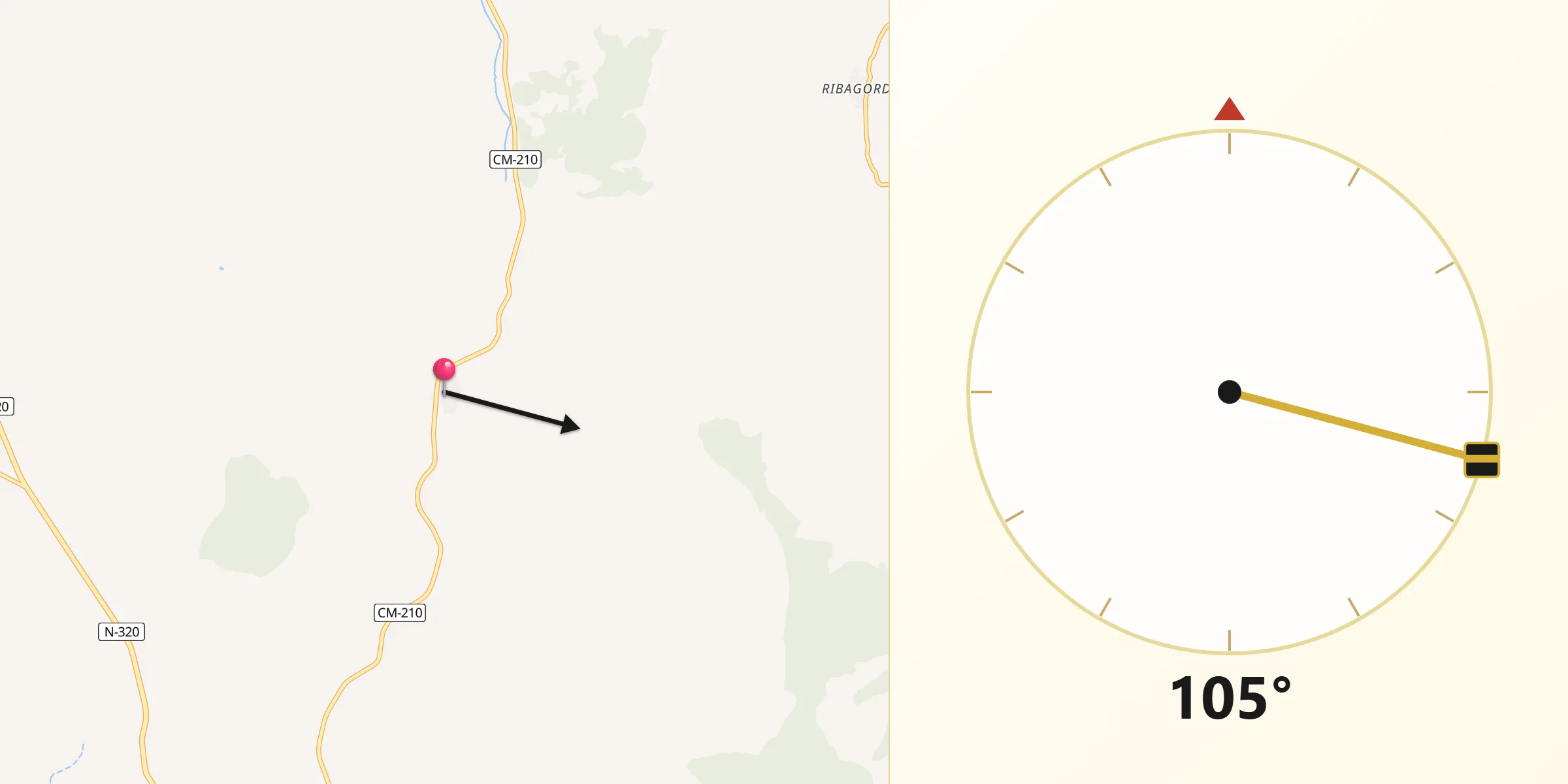 Dirección de la Qibla desde Torralba