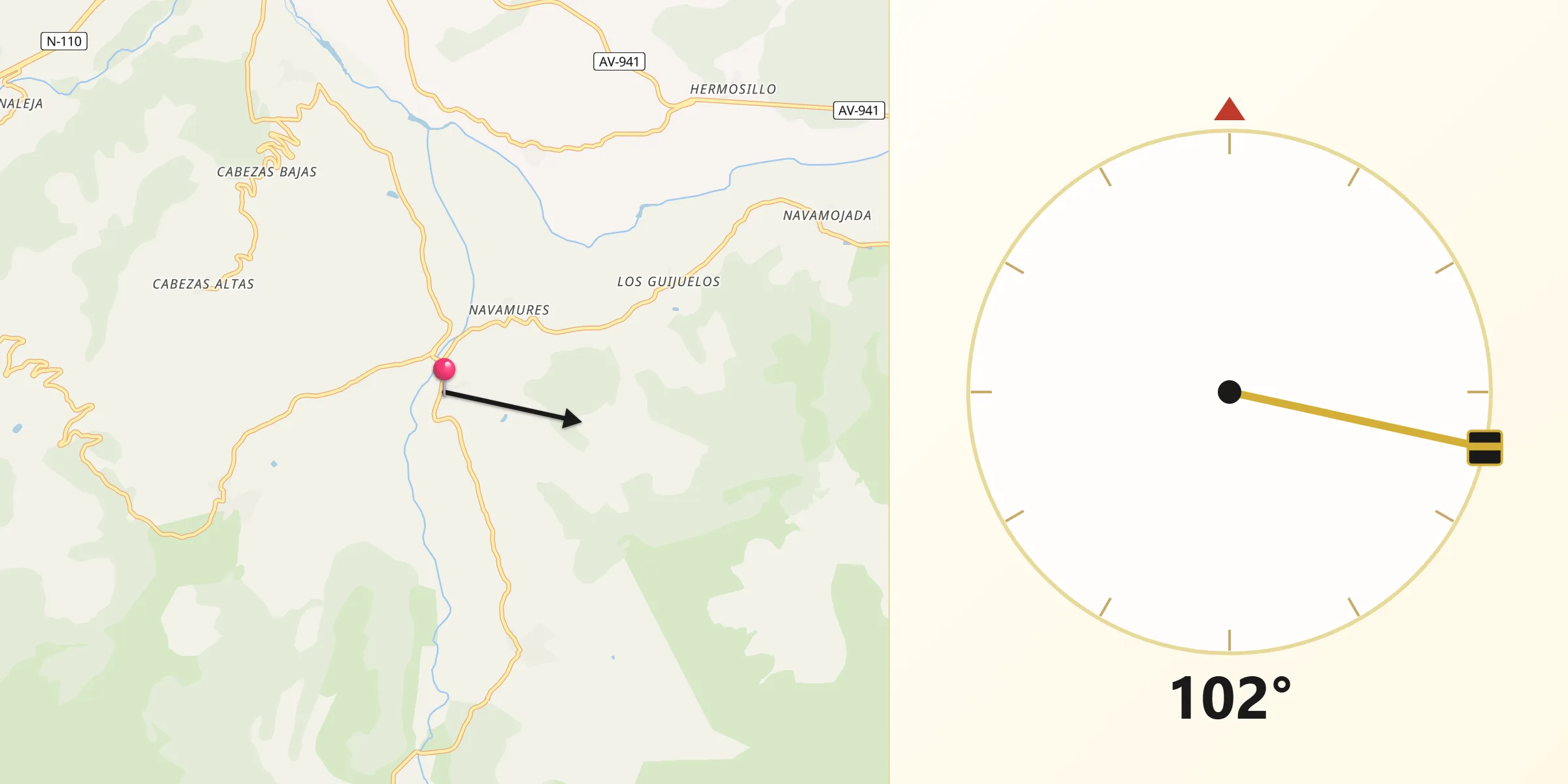 Dirección de la Qibla desde Tormellas