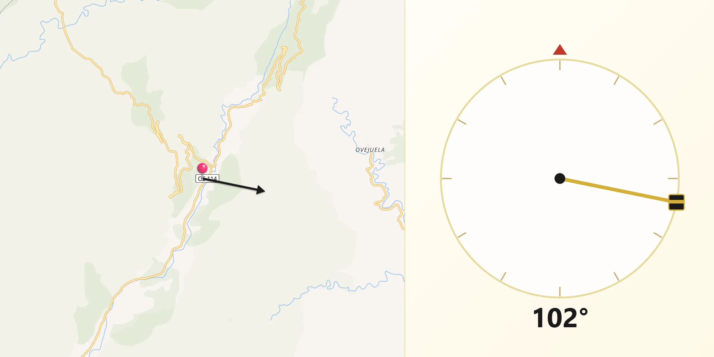Dirección de la Qibla desde Descargamaría