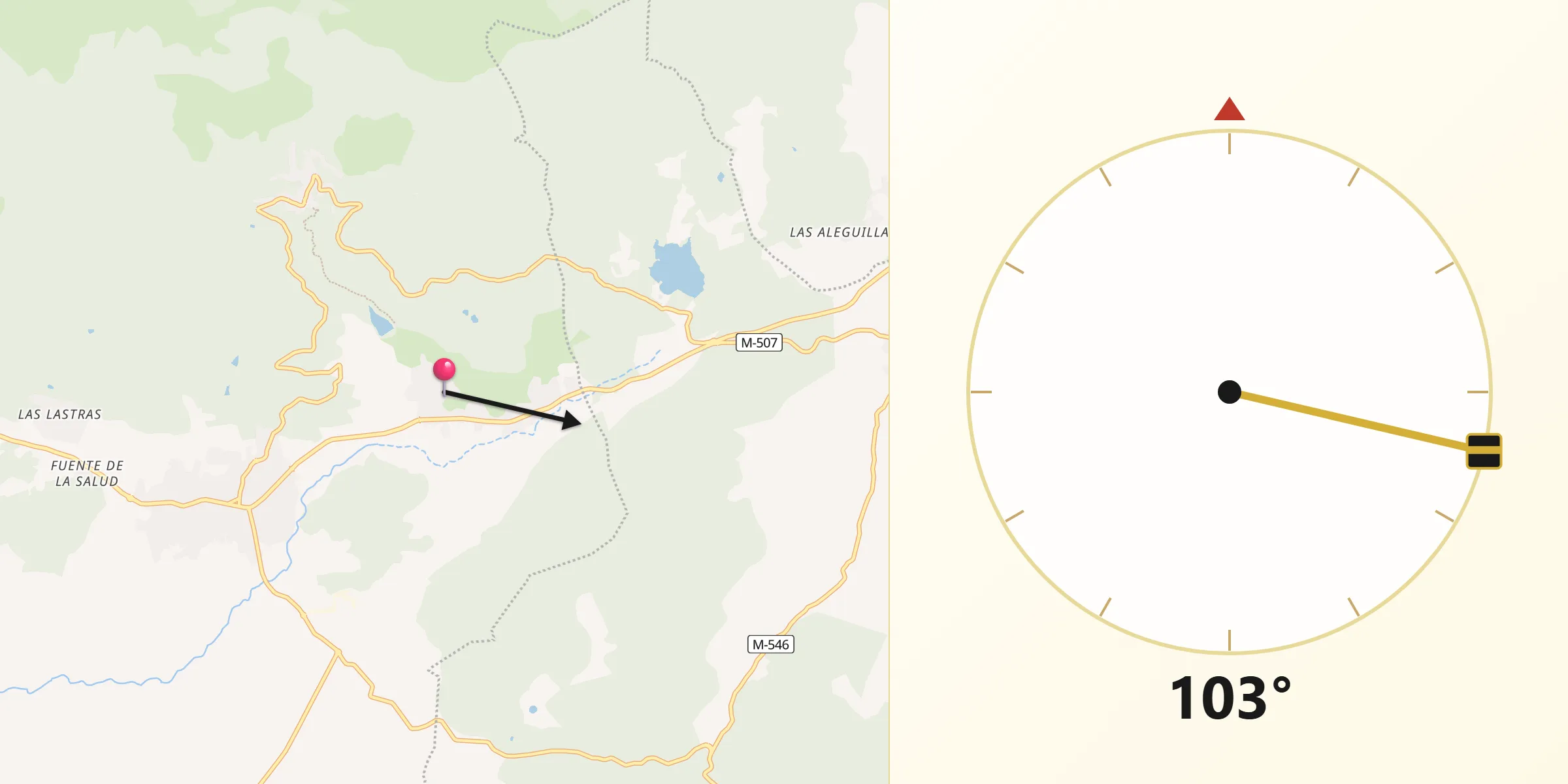 Dirección de la Qibla desde Santa María del Tiétar