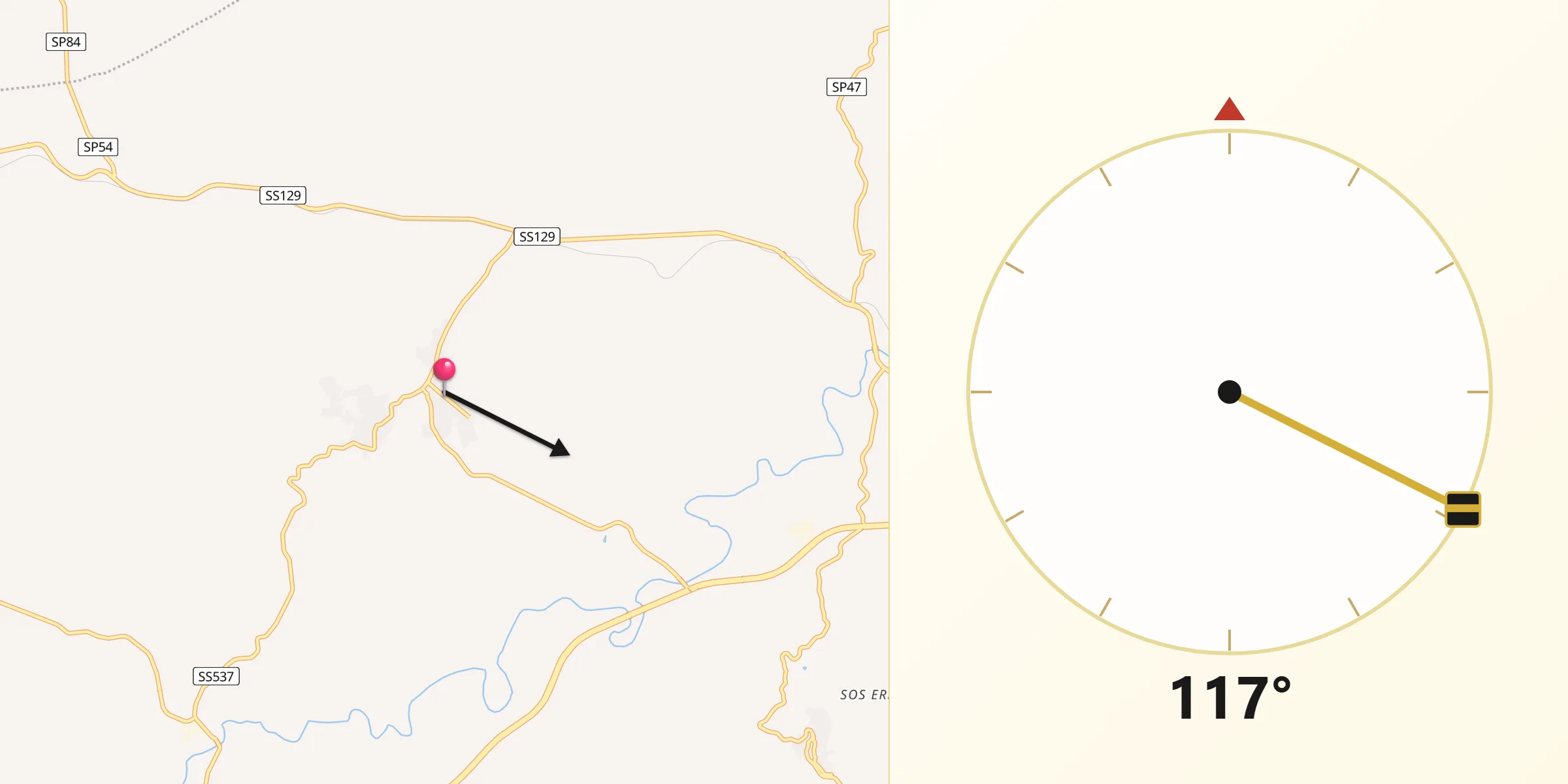 Direzione della Qibla da Orotelli