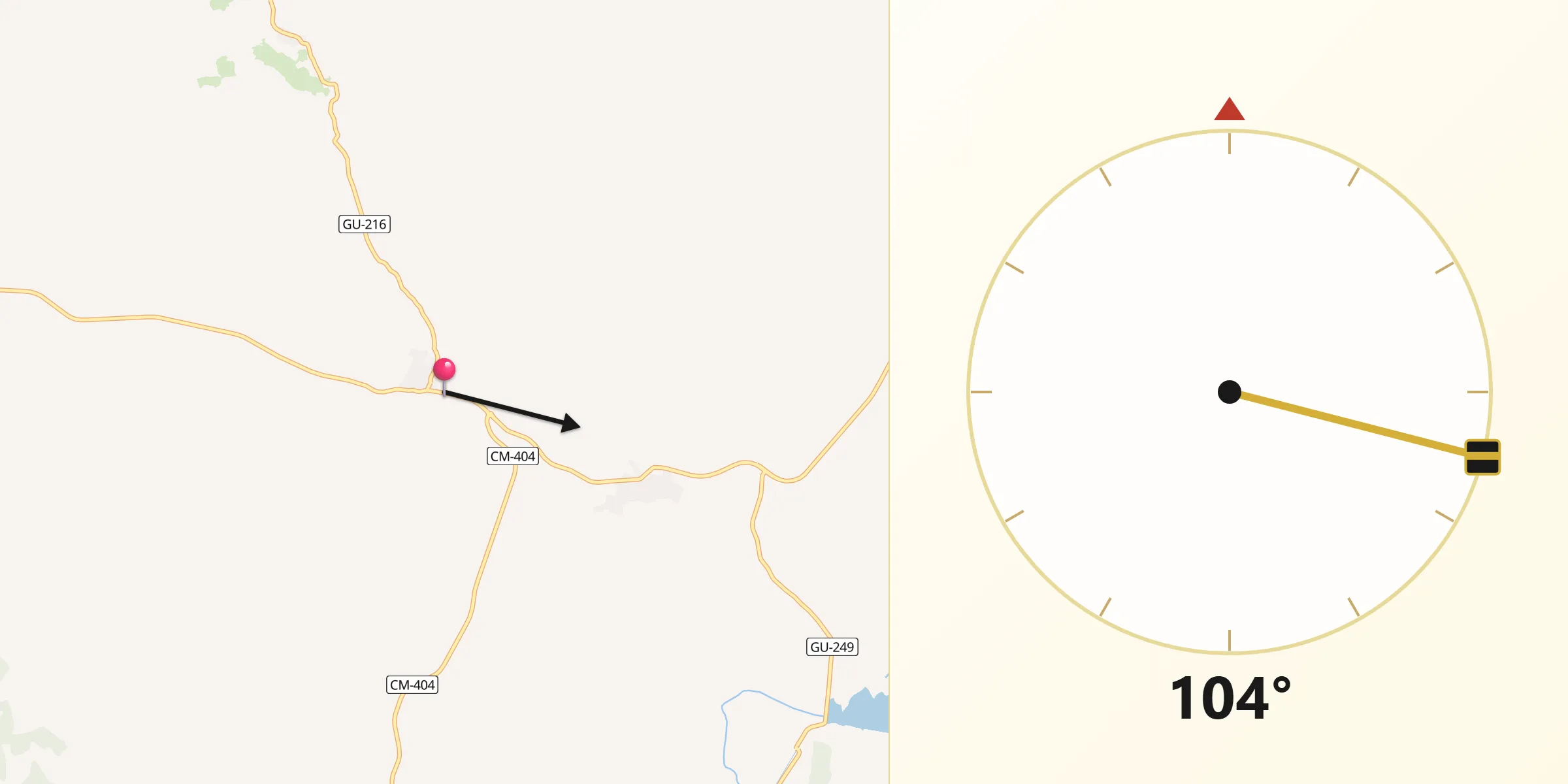 Dirección de la Qibla desde Albares