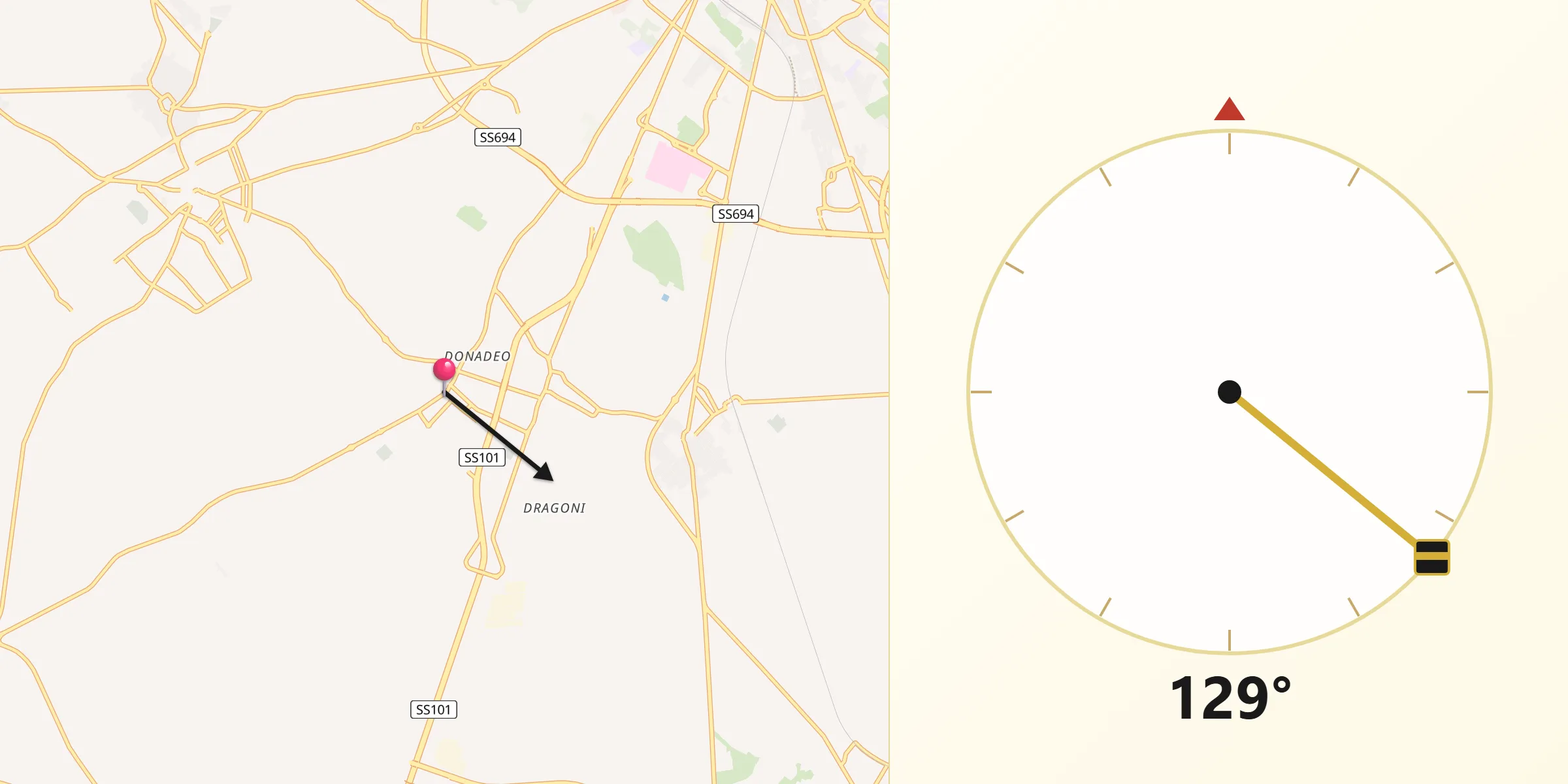 Direzione della Qibla da San Pietro in Lama