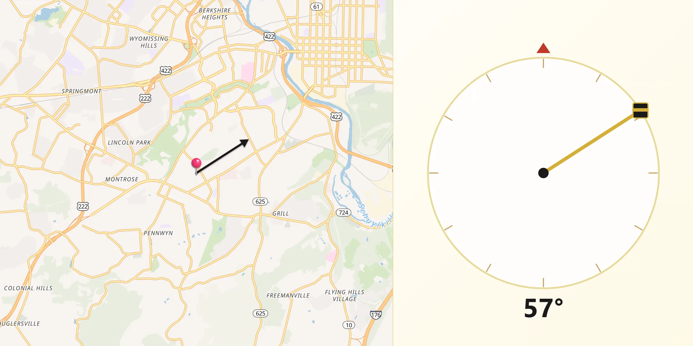 Qibla Direction from Shillington