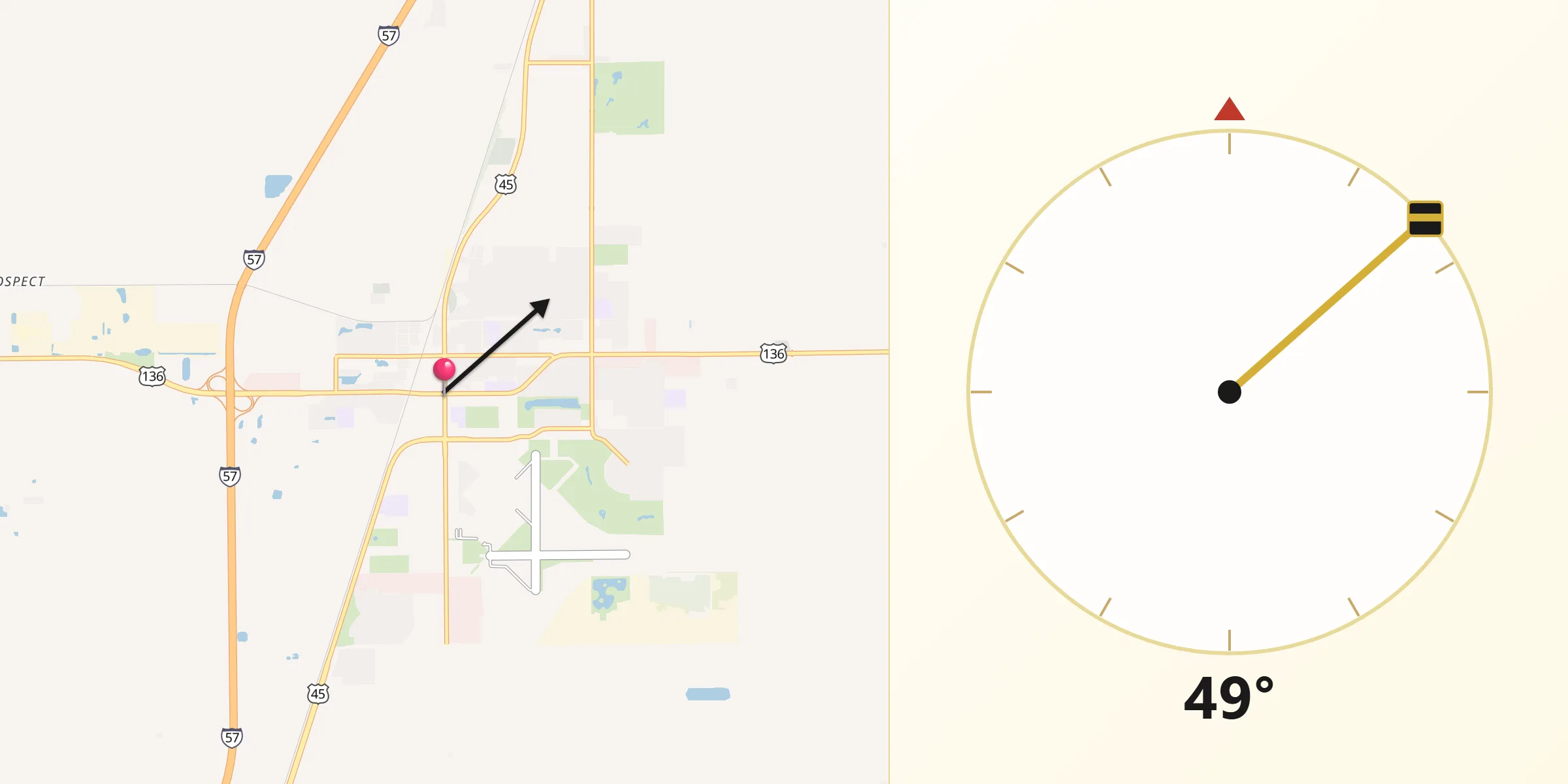 Qibla Direction from Rantoul