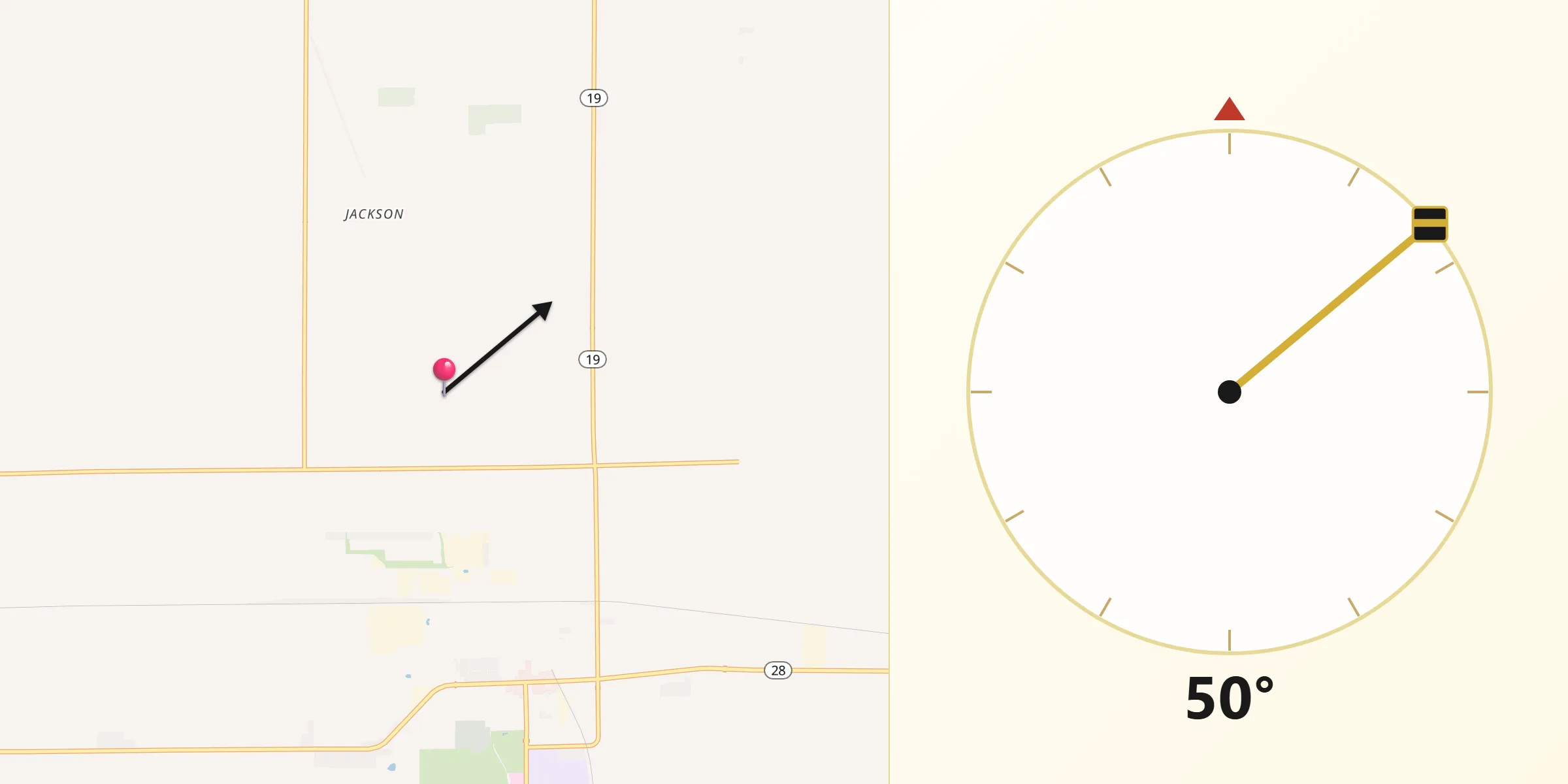 Qibla Direction from Tipton County