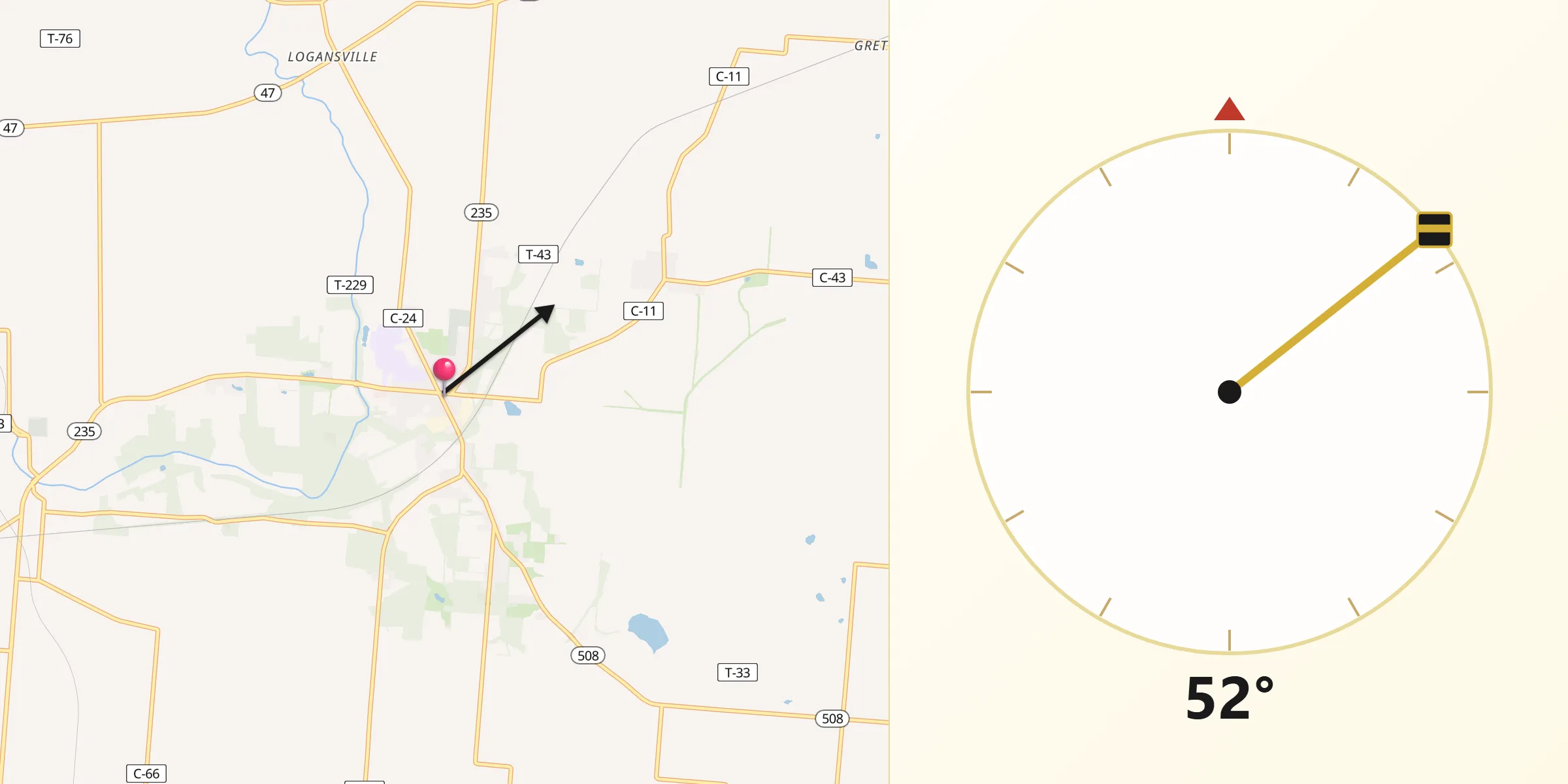 Qibla Direction from De Graff