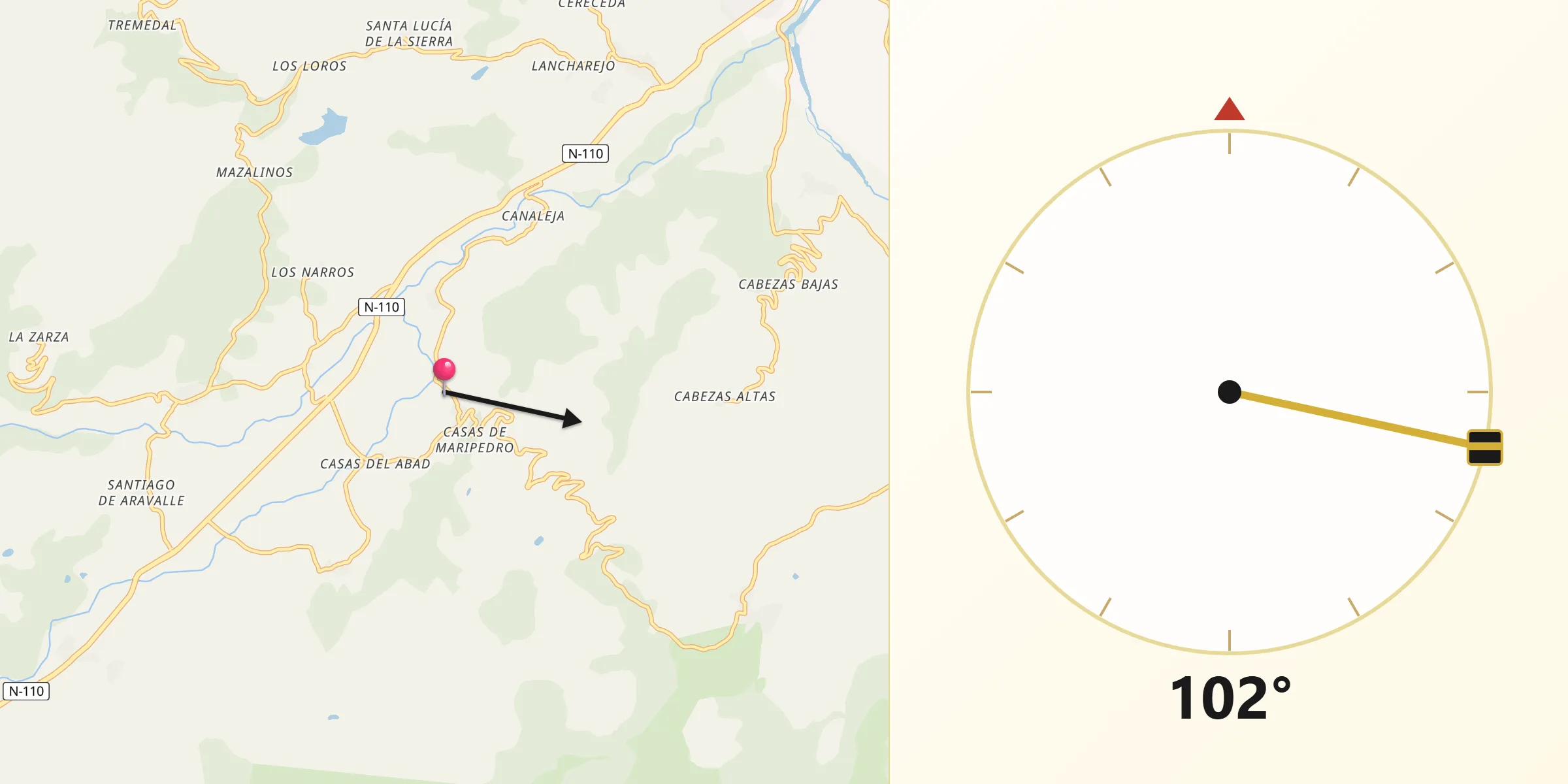 Dirección de la Qibla desde Umbrías