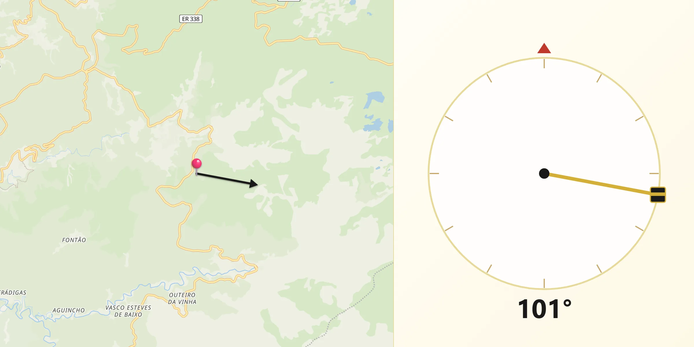 Direção da Qibla a partir de Loriga