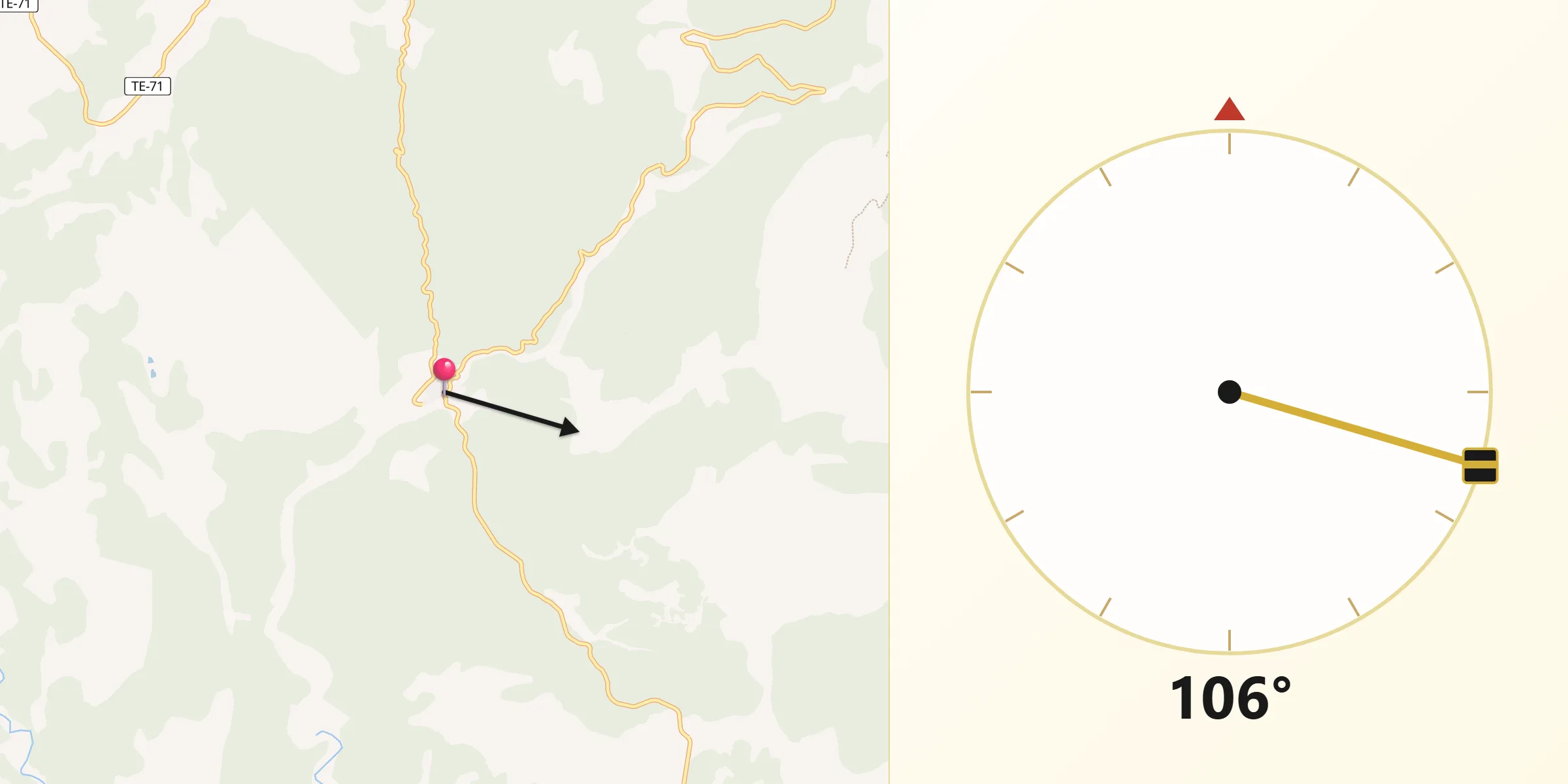 Dirección de la Qibla desde Cabra de Mora