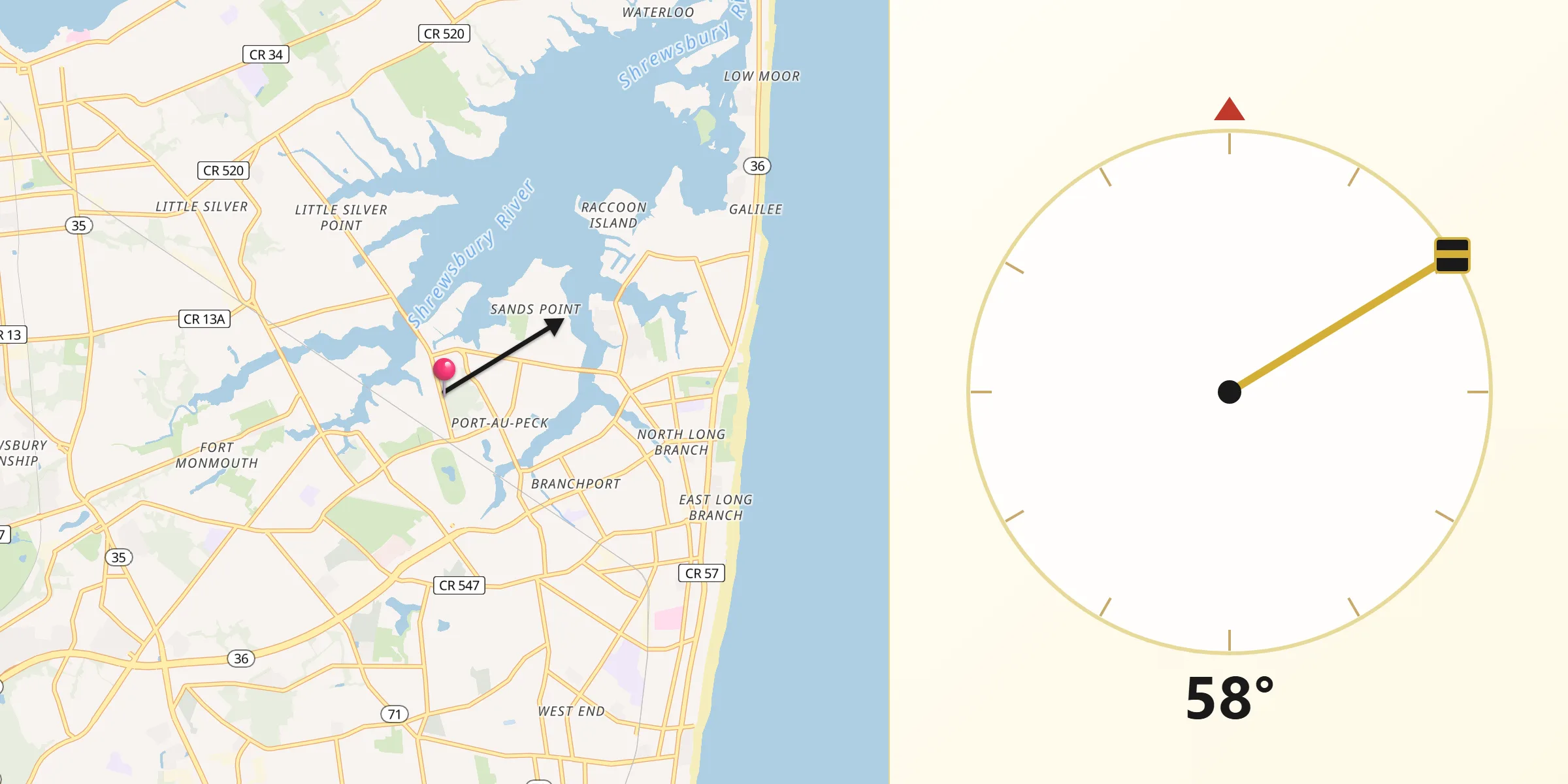 Qibla Direction from Oceanport