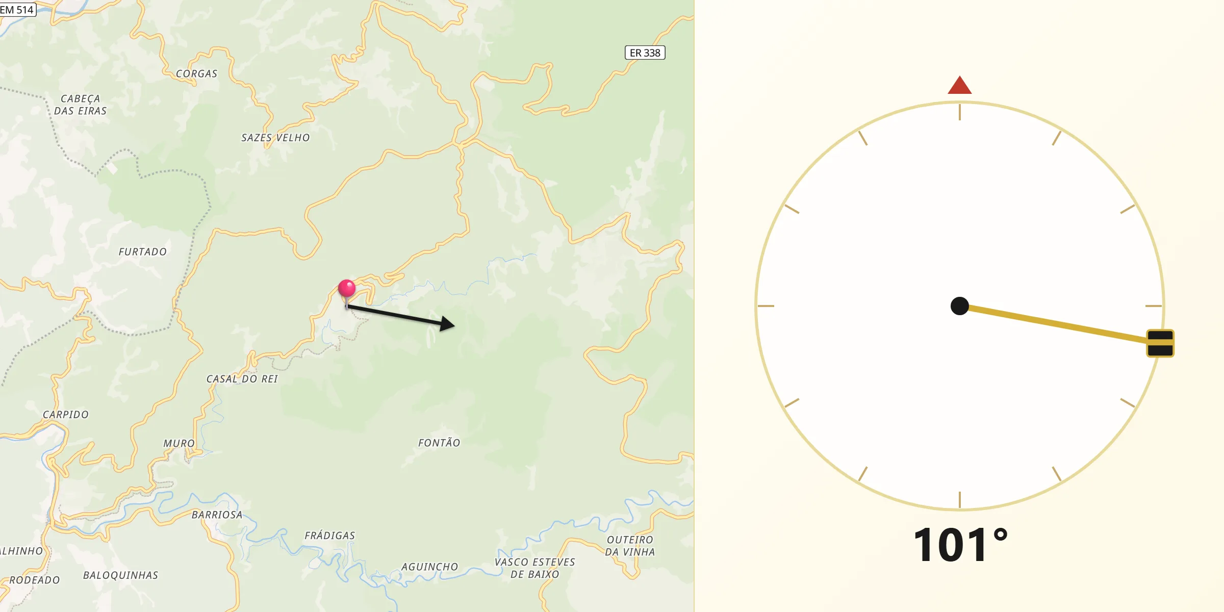 Direção da Qibla a partir de Cabeça