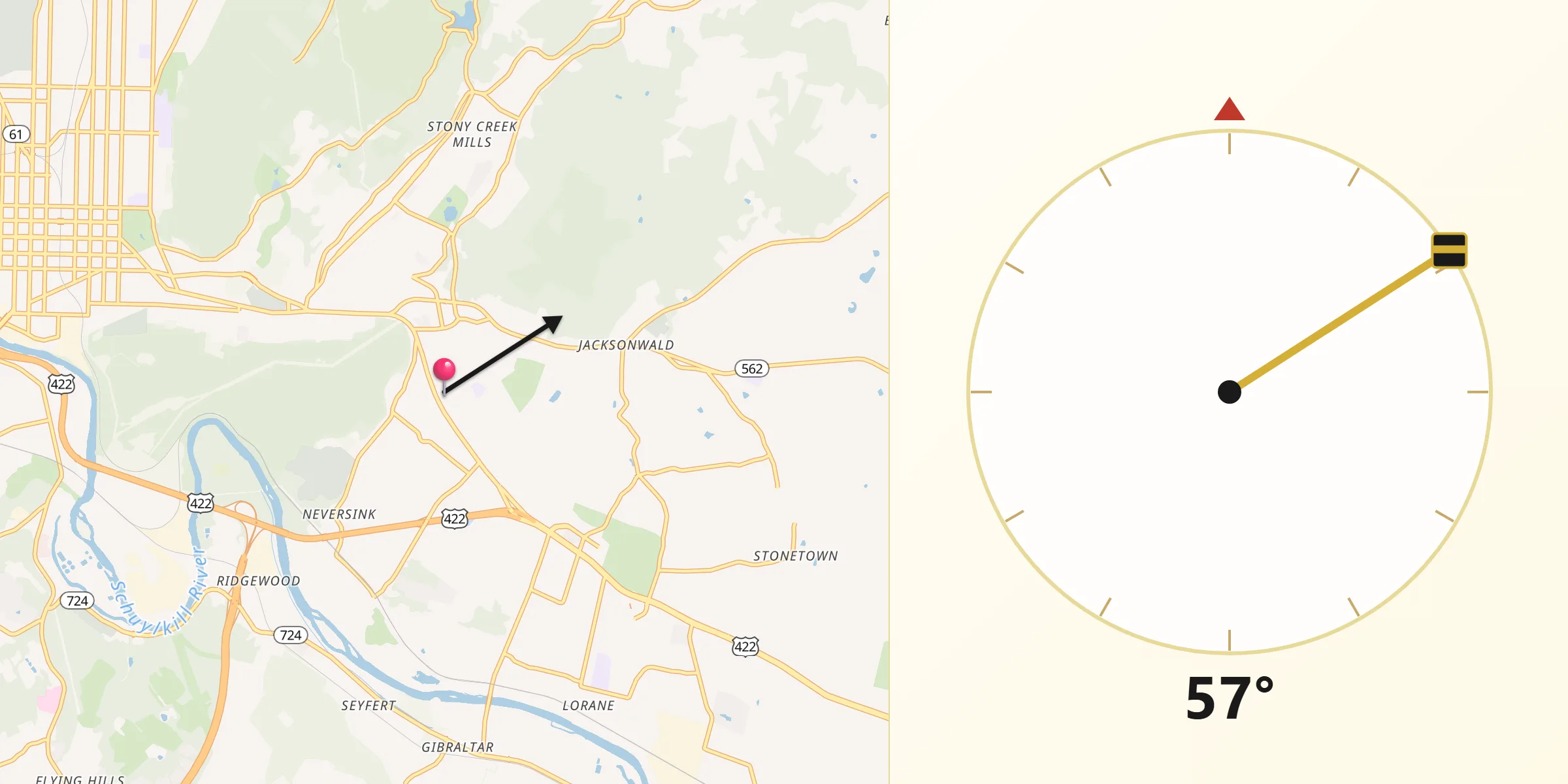 Qibla Direction from Reiffton