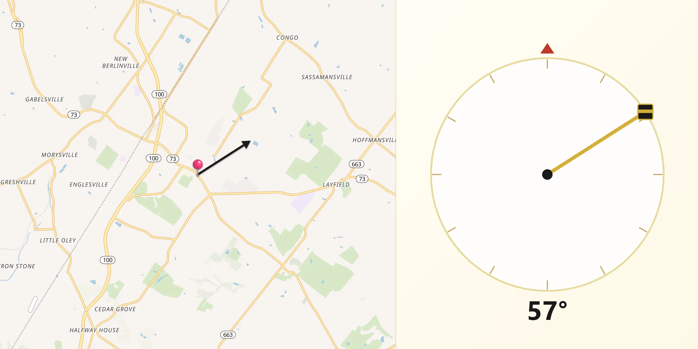 Qibla Direction from Gilbertsville