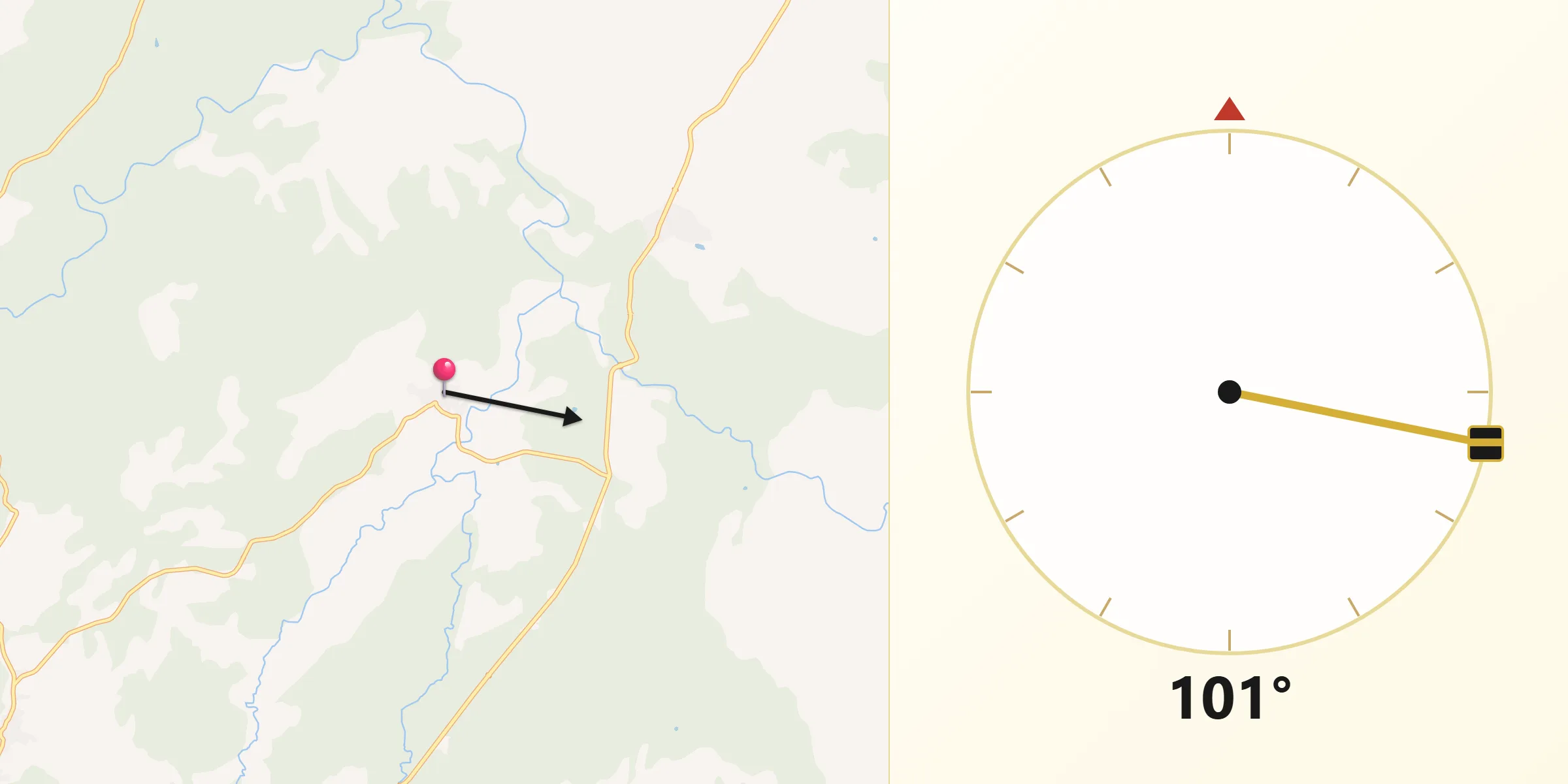 Dirección de la Qibla desde Peñaparda
