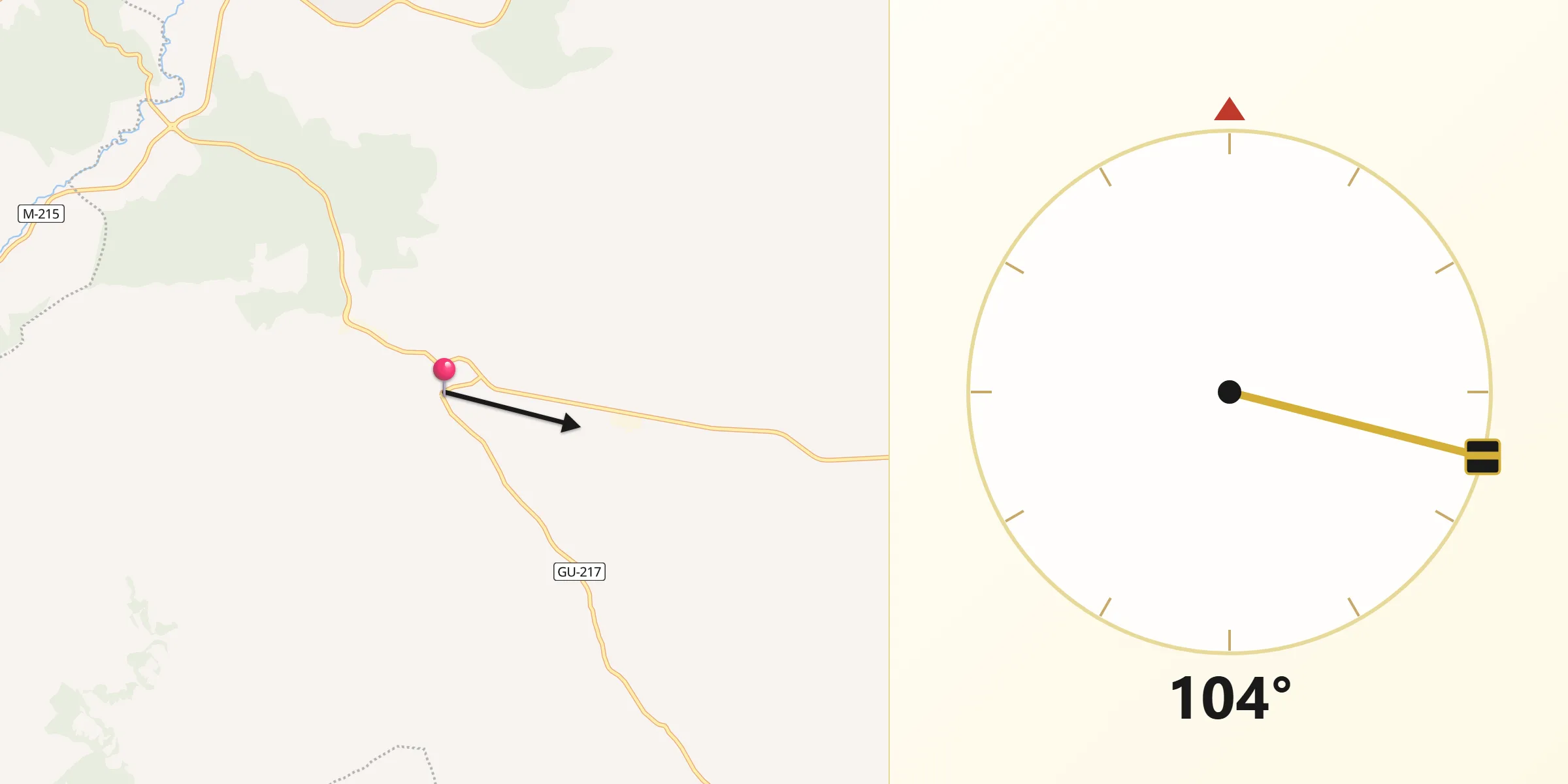 Dirección de la Qibla desde Mondéjar