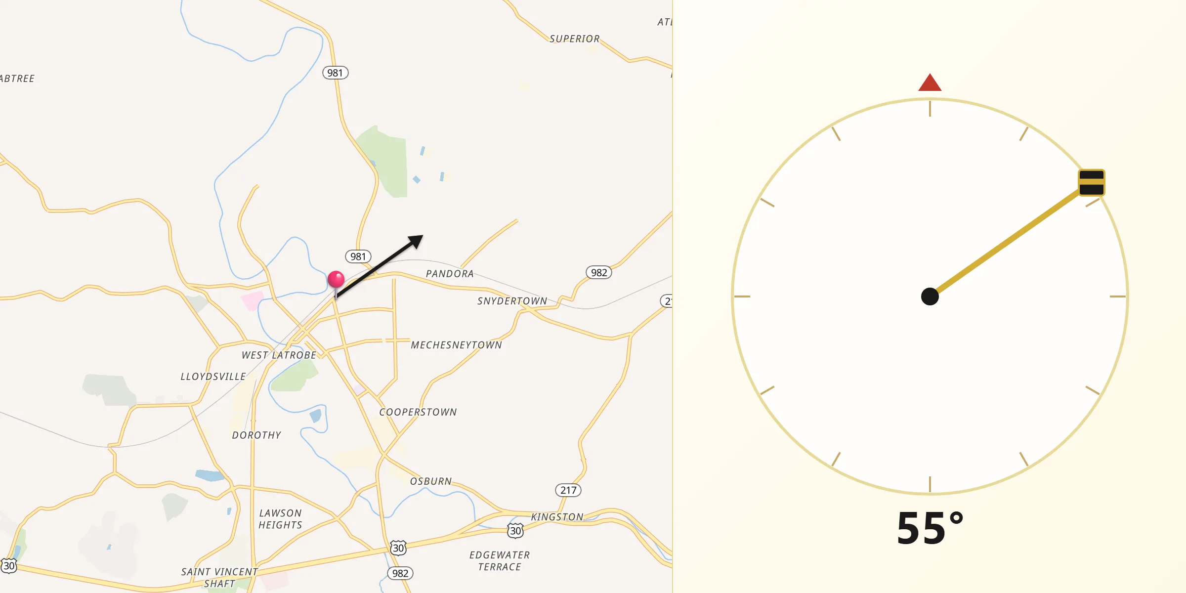 Qibla Direction from Latrobe