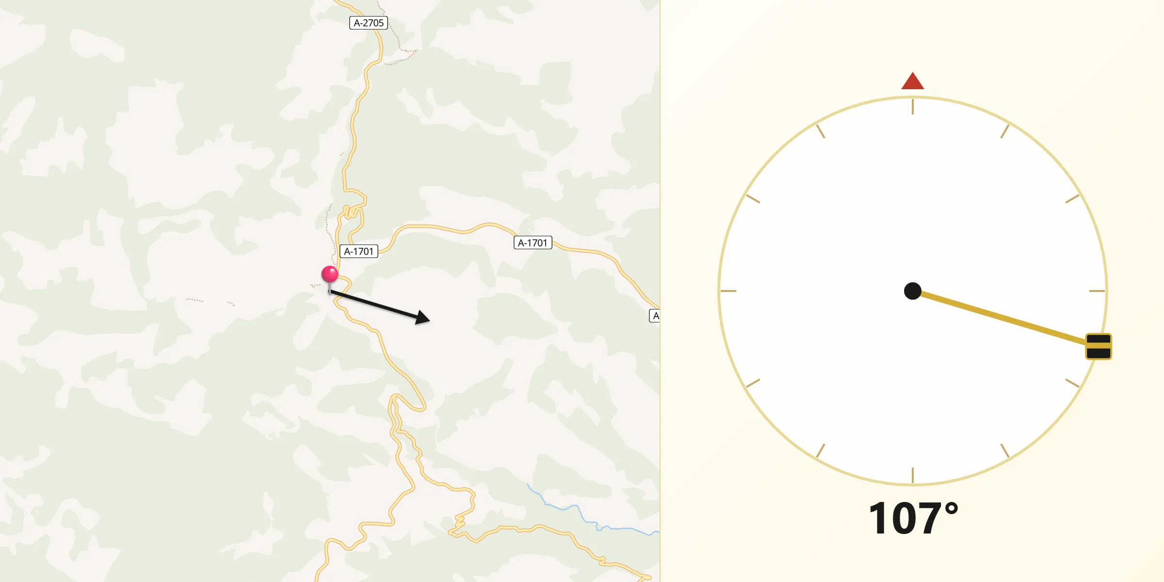 Dirección de la Qibla desde Linares de Mora