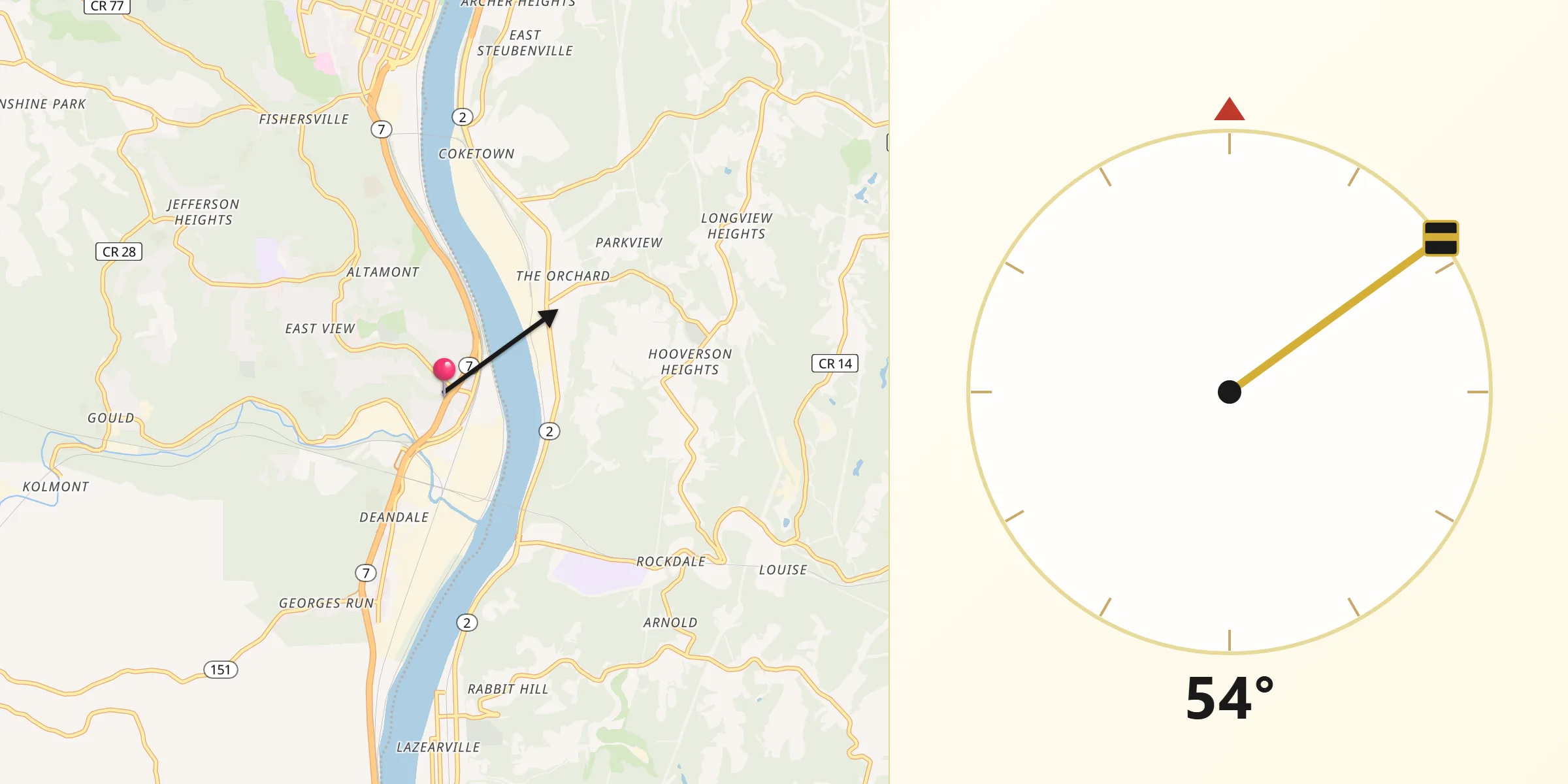 Qibla Direction from Mingo Junction