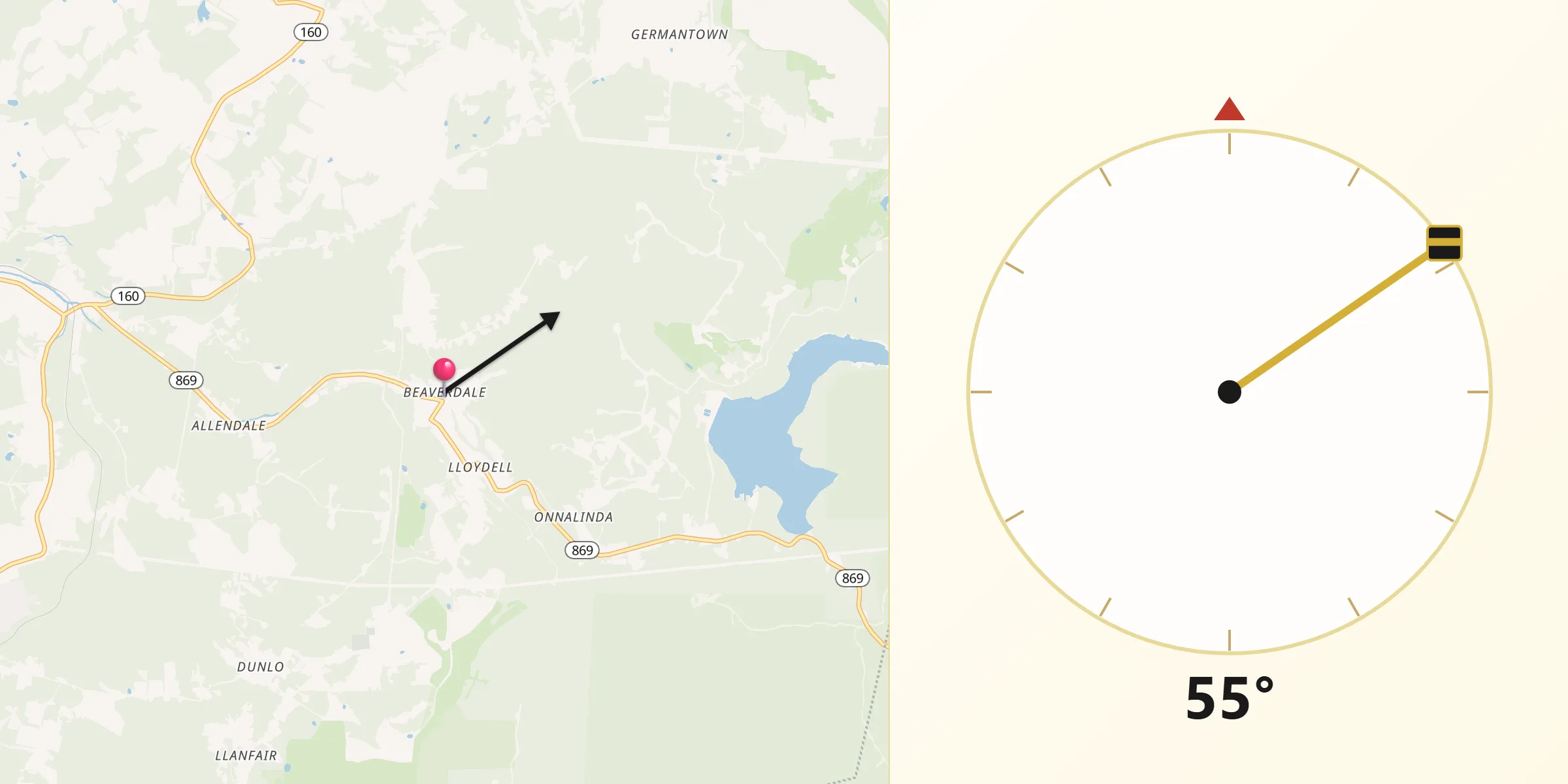 Qibla Direction from Beaverdale
