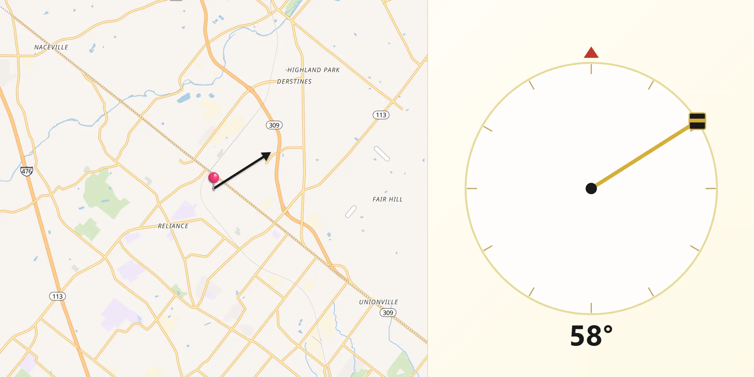 Qibla Direction from Telford