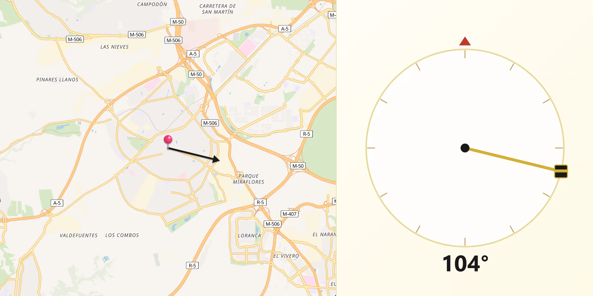 Direção da Qibla a partir de Móstoles