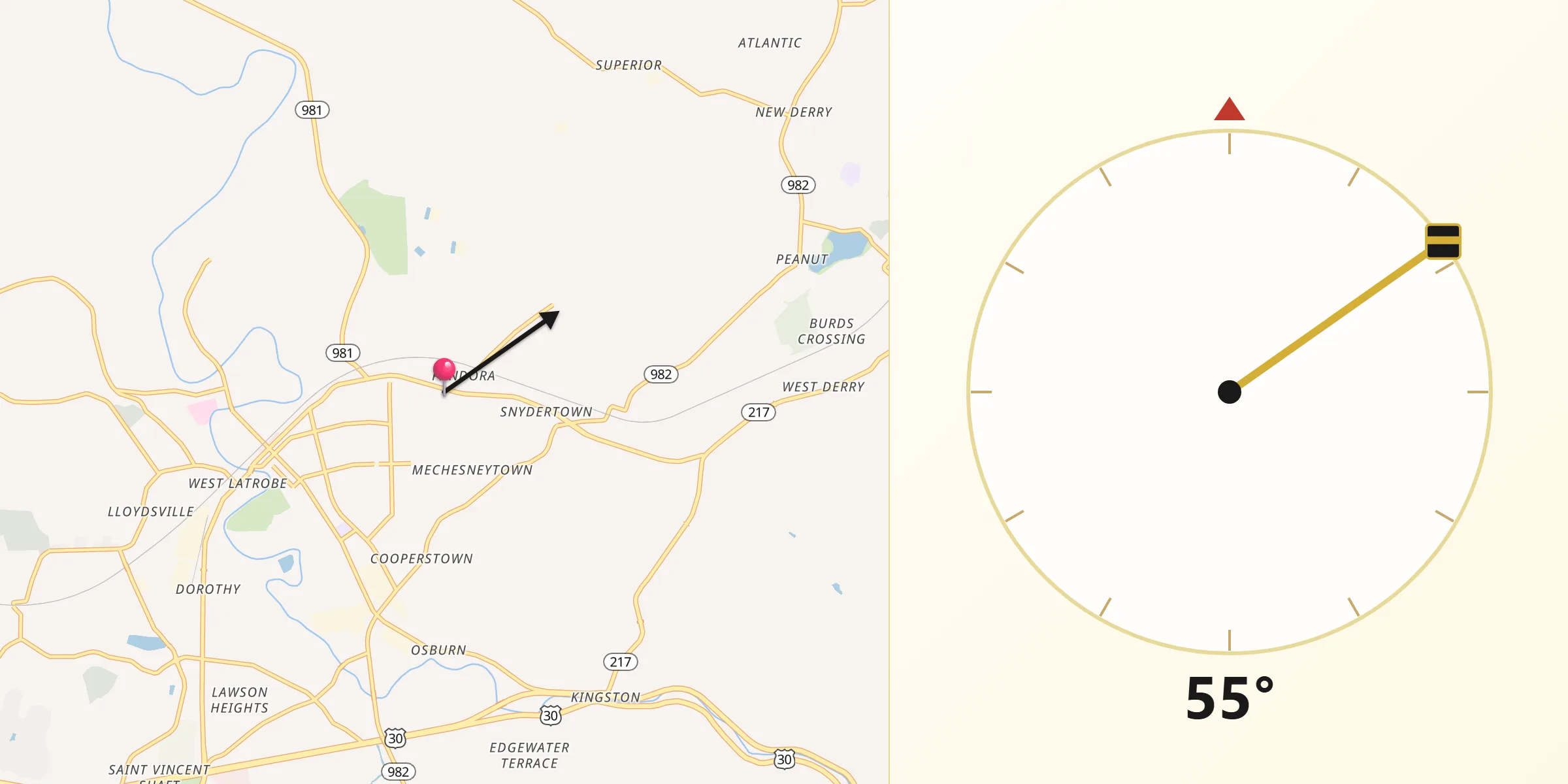 Qibla Direction from Loyalhanna