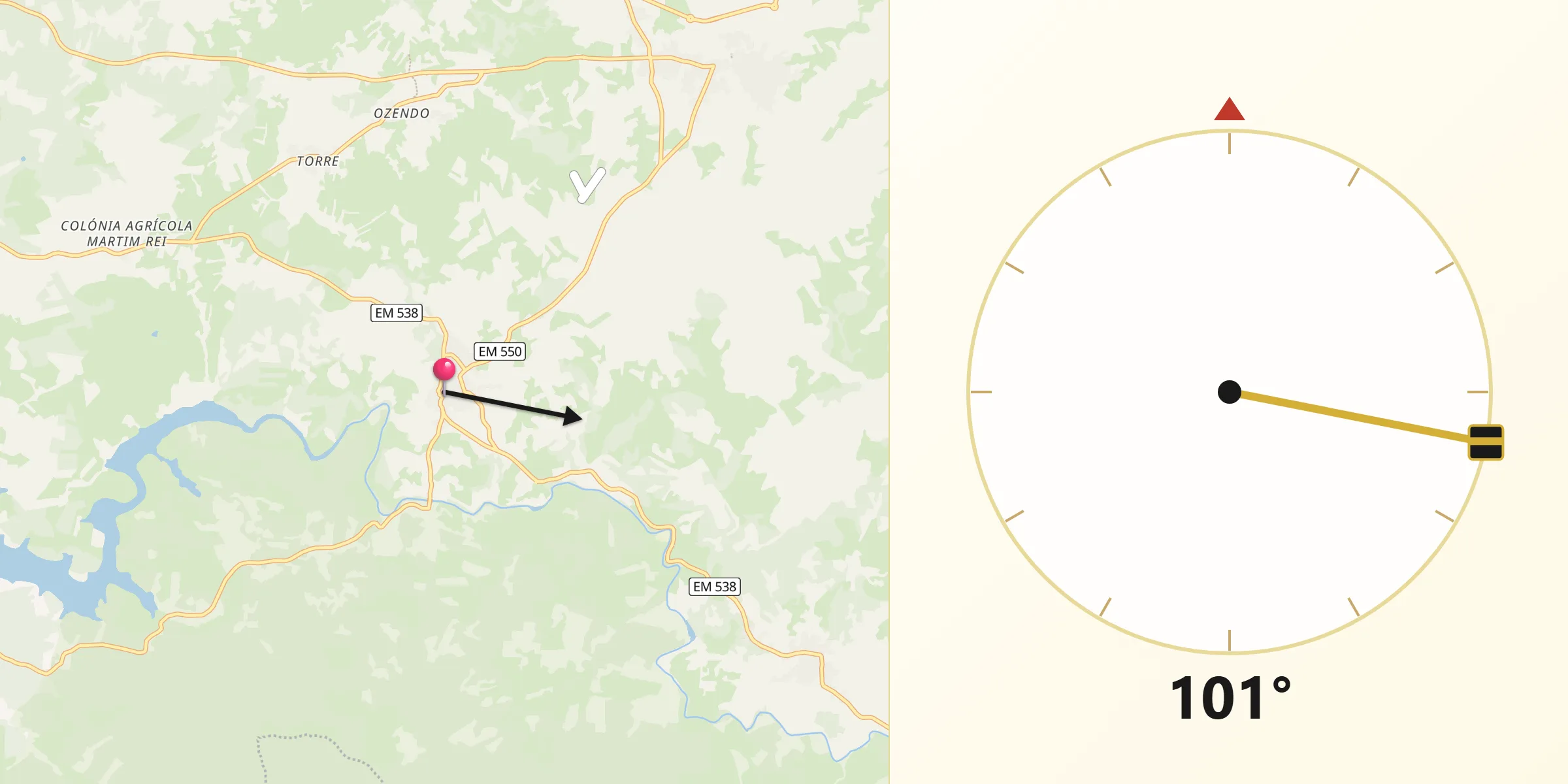 Direção da Qibla a partir de Quadrazais