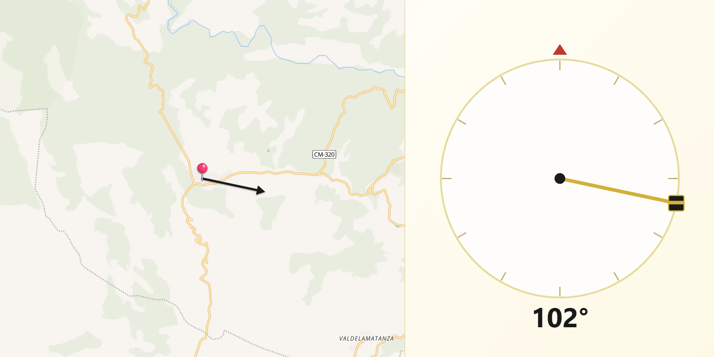 Dirección de la Qibla desde Lagunilla