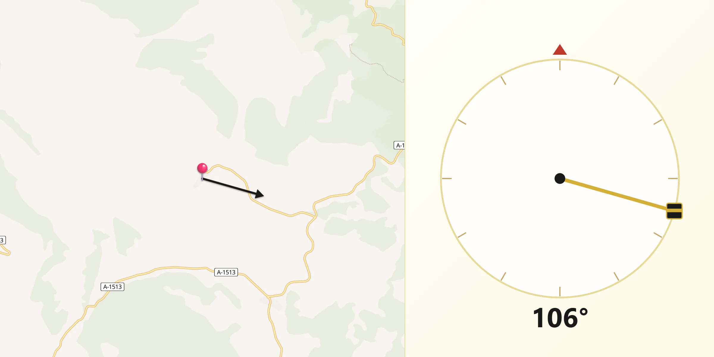 Dirección de la Qibla desde Saldón