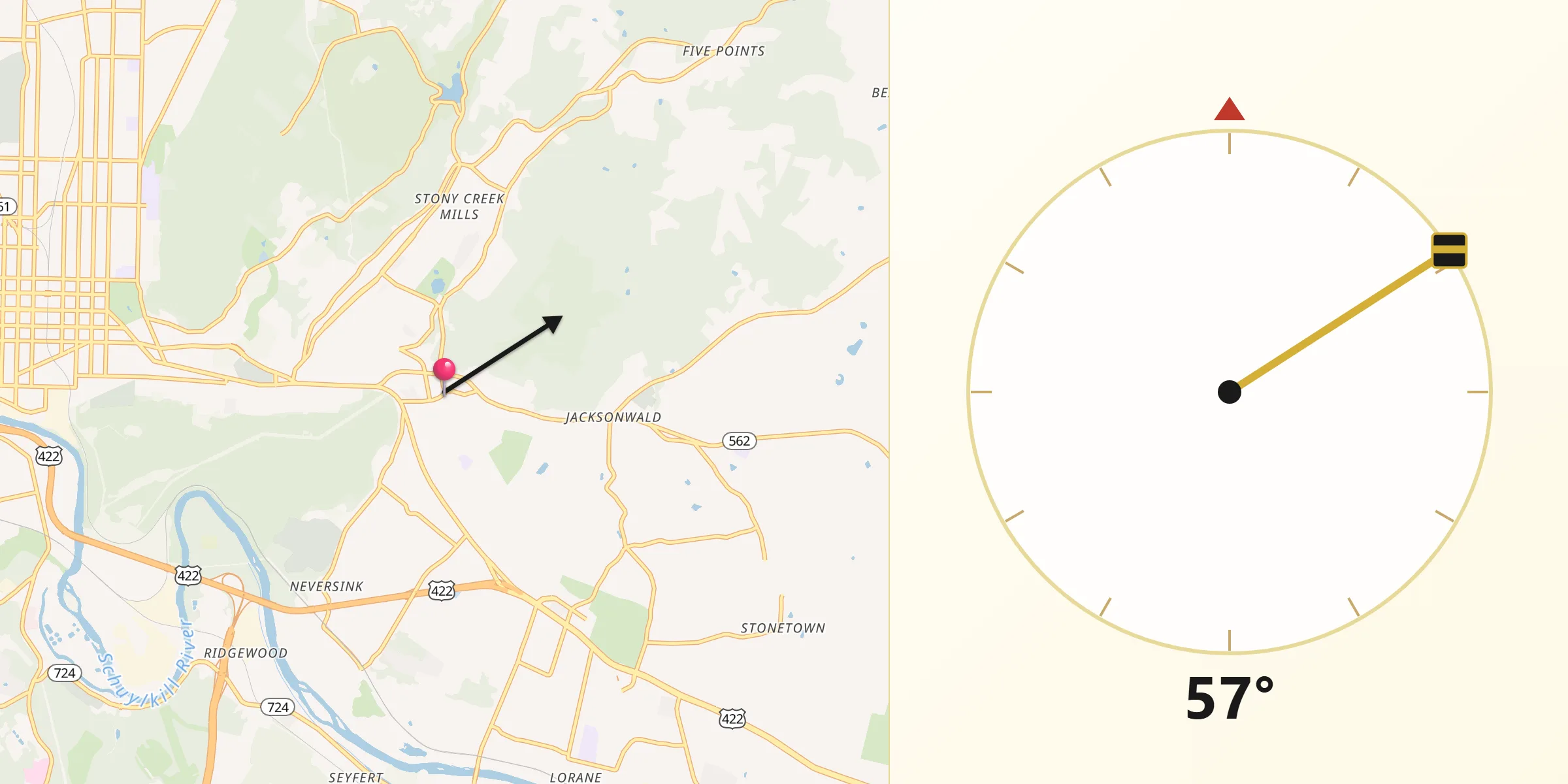 Qibla Direction from Saint Lawrence