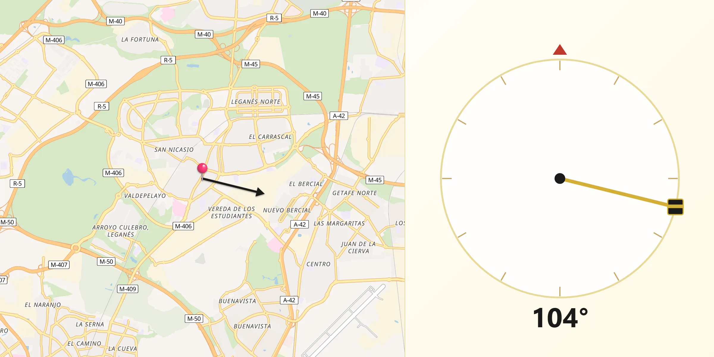 Direção da Qibla a partir de Leganés