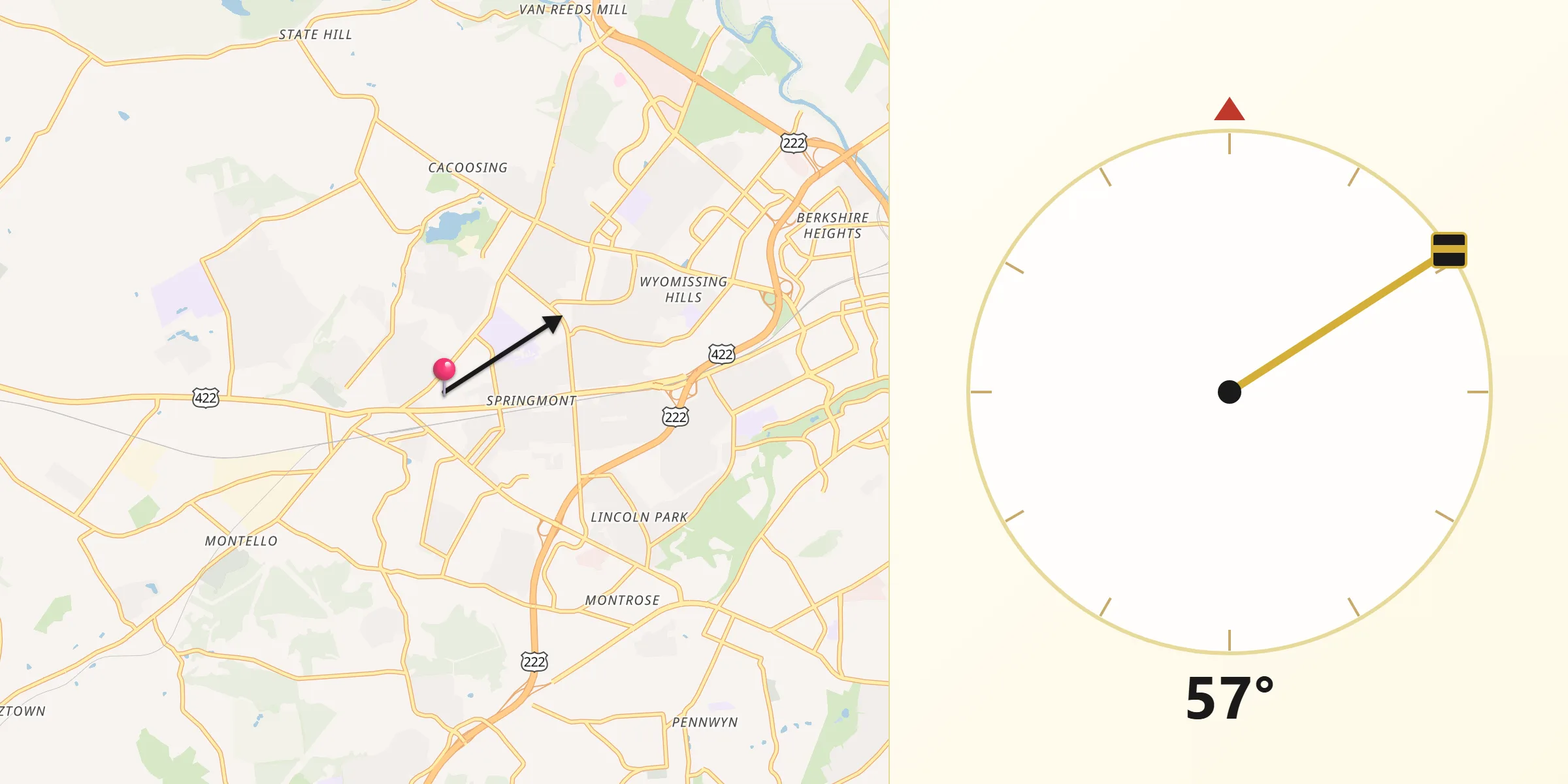 Qibla Direction from Sinking Spring