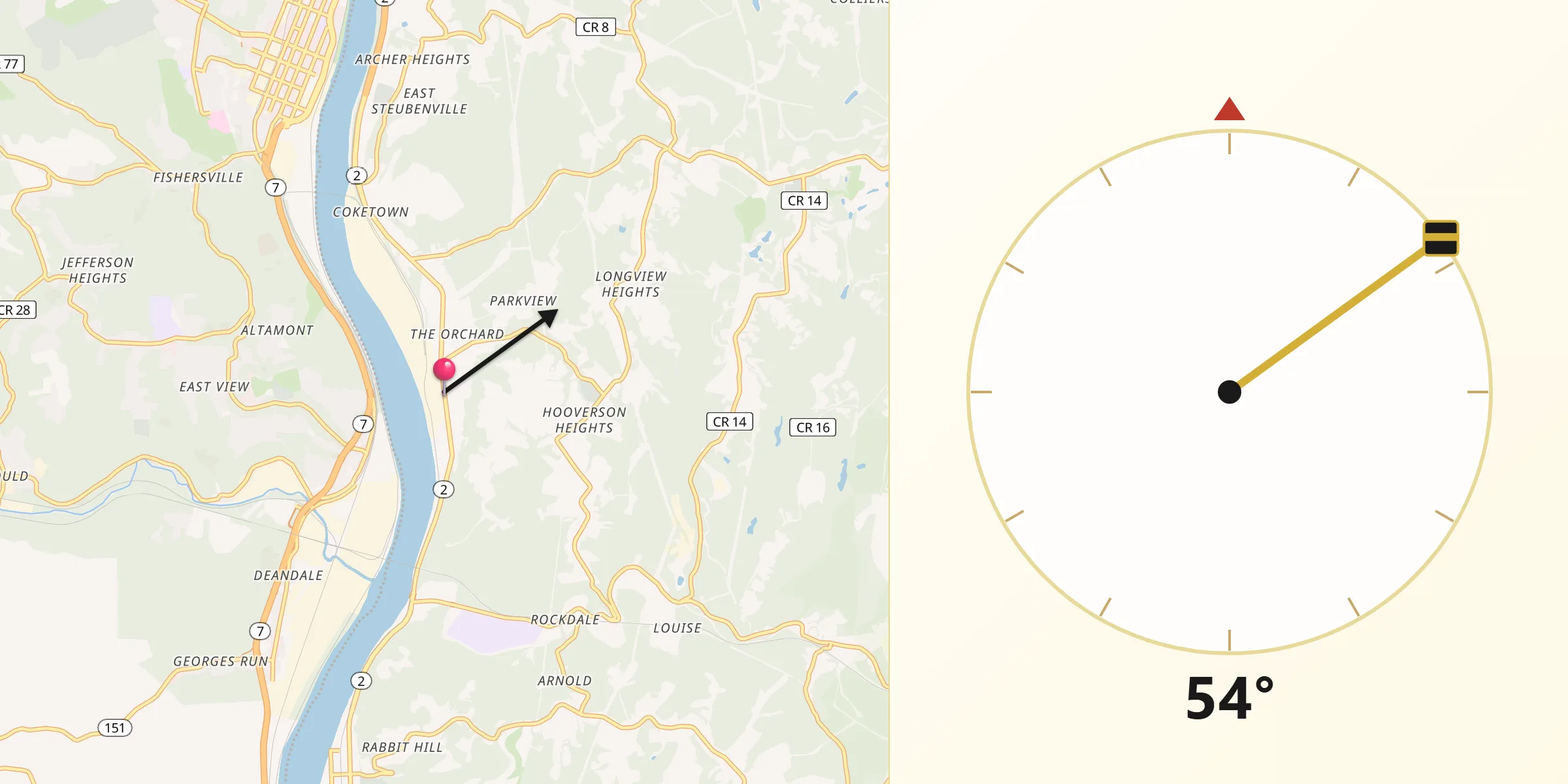 Qibla Direction from Follansbee